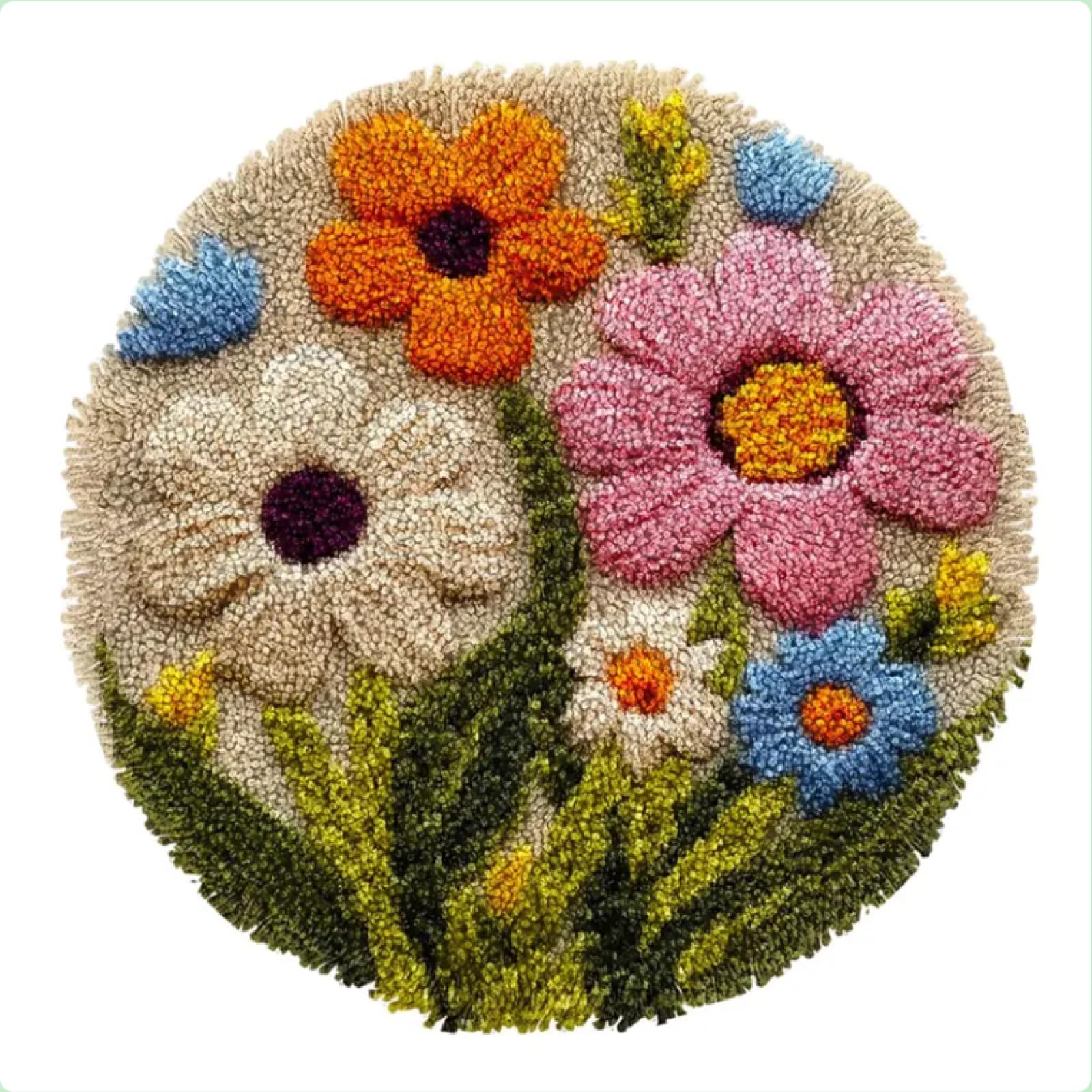 XDEGHUANGSS Latch Hook Rug Kit: Flower Design,Easy Beginner Craft