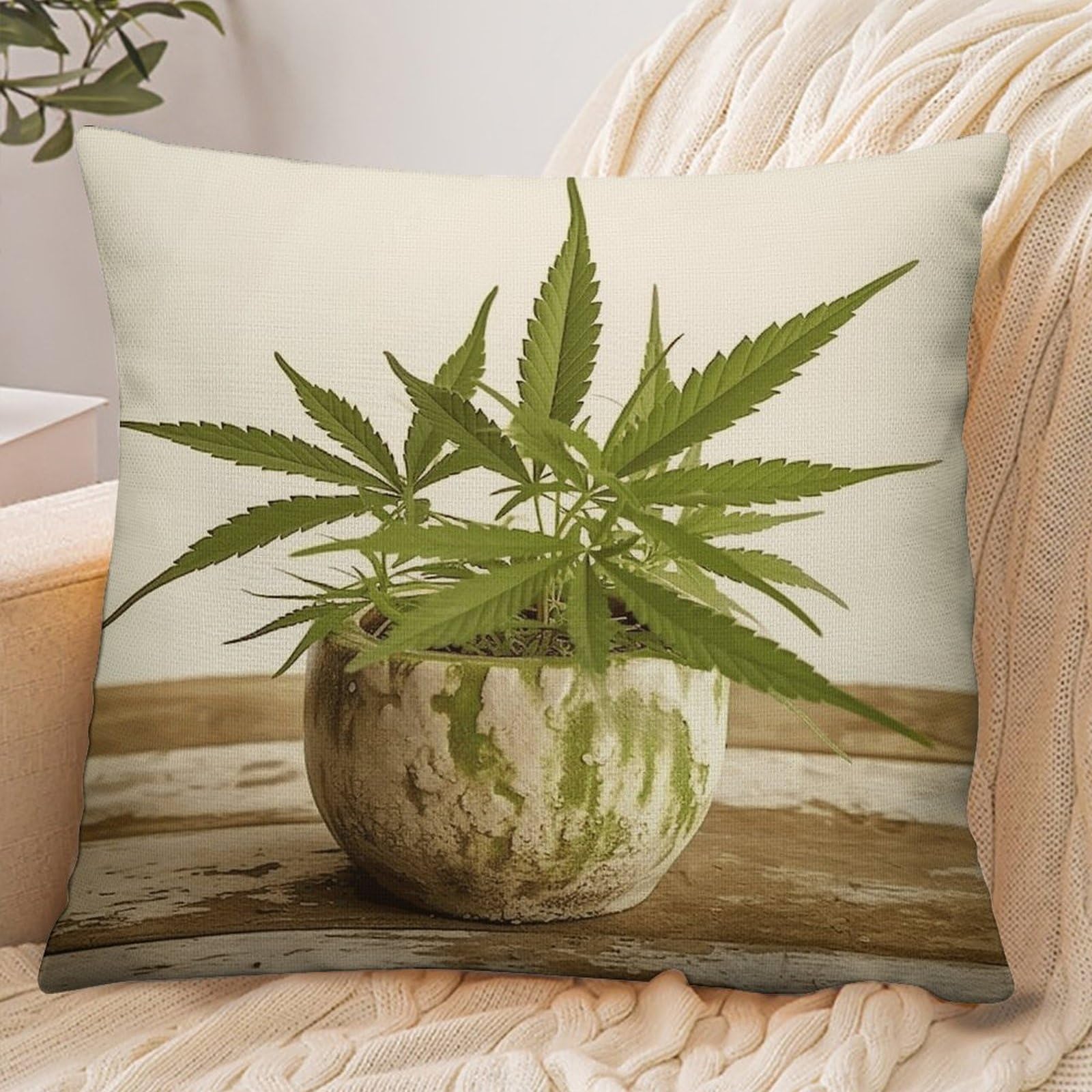 Fekiloot Style Grass Pot Leaf Pillowcase Pillow Sham Pillow Case
