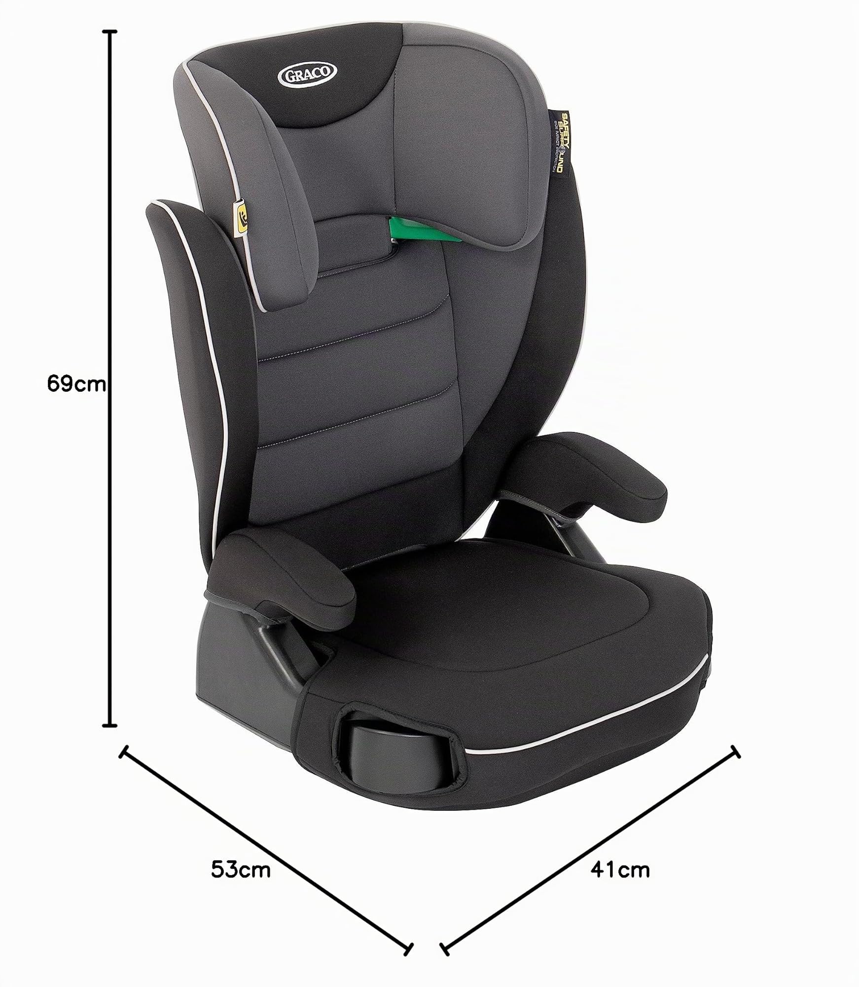Graco - Logico™ L i-Size R129 Elevador ligero con respaldo, para niños altos de 100 a 150 cm (de 3,5 a 12 años aprox.), color Midnight