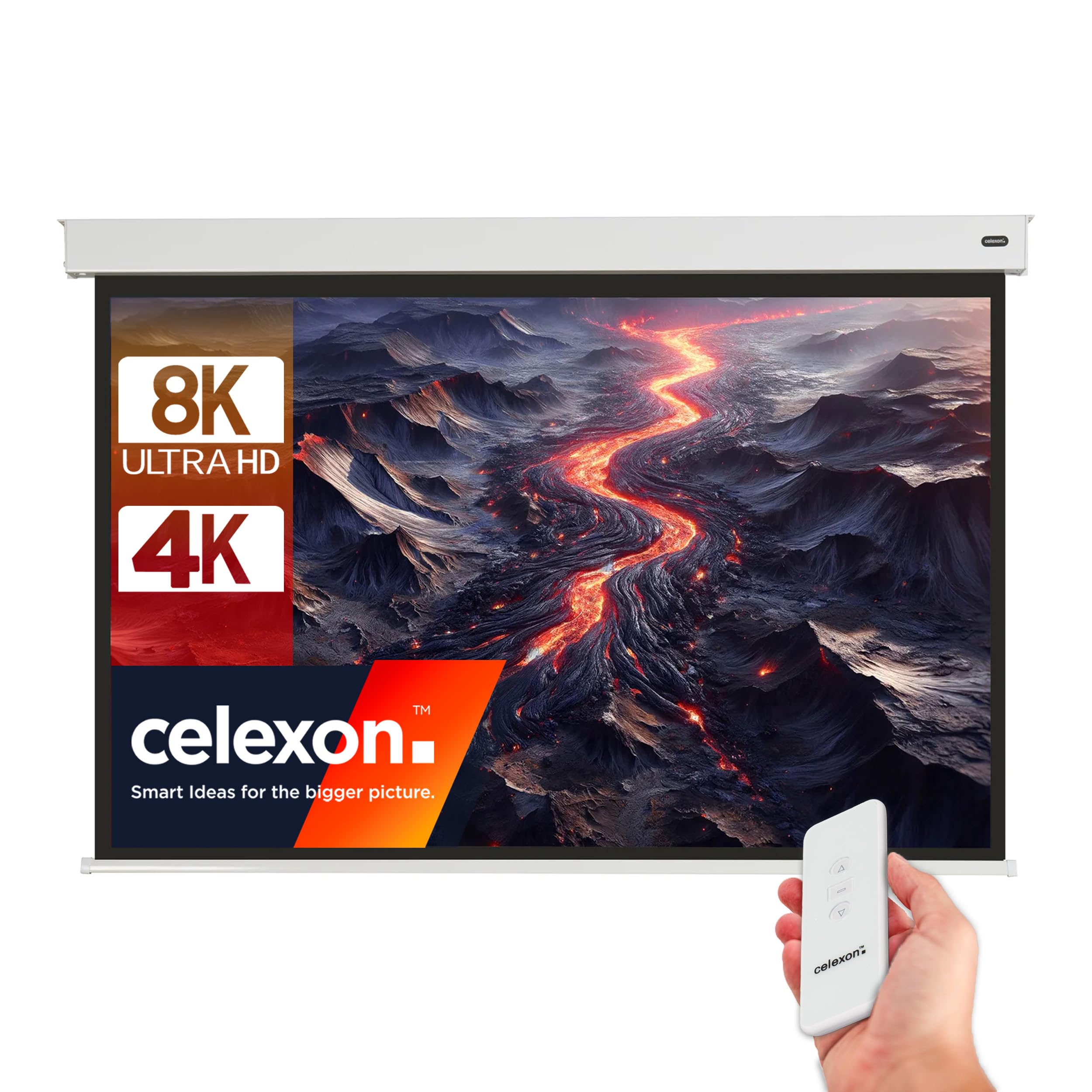 celexon Pantalla motorizada de bateria Pro - Pantalla eléctrica para Cine en casa y Negocios, con batería incluida - No Plug Just Play - 220 x 165 cm - 110" Pulgadas