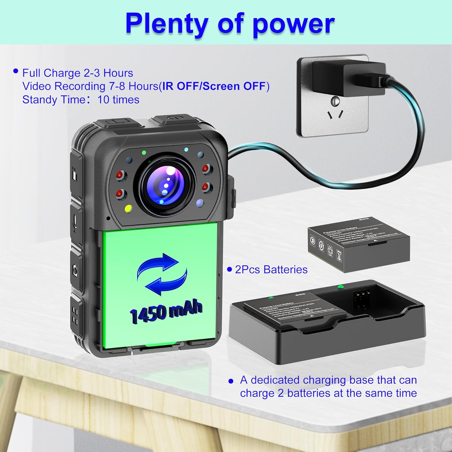 W3 1080 Body Worn Cameras,64GB&2 Ways of Clips Body Mounted Cam Night Vision,2Pcs Batteries with Charging Cradle,Small and Lightweight Camera for Home,Outdoor,Travel,Meeting