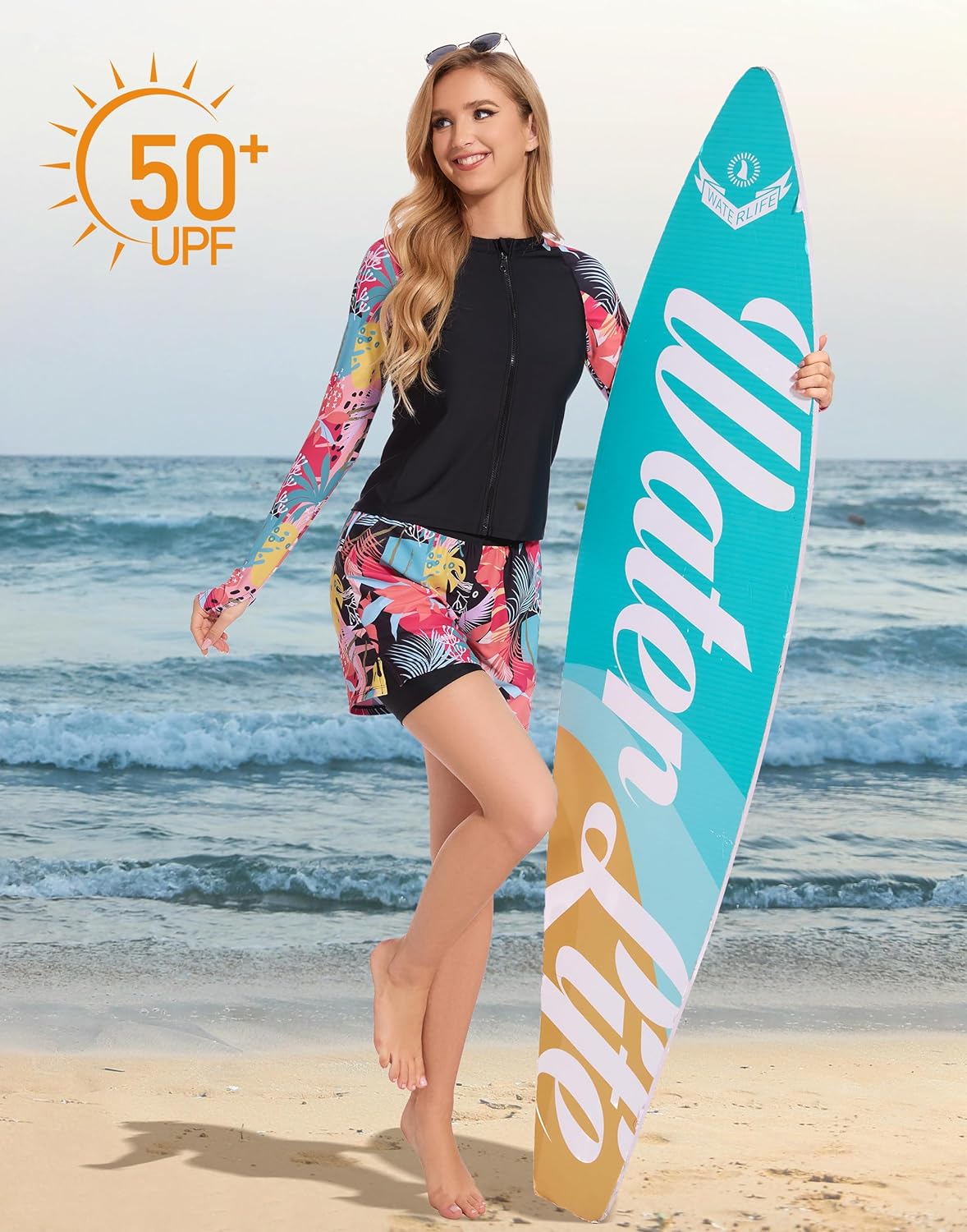 Rash Guard for Women 3 Piece Swimsuits Long Sleeve Bathing Suit with Boyshorts and Bra Ladies Swim Over 50 UPF 50+ - Image 5
