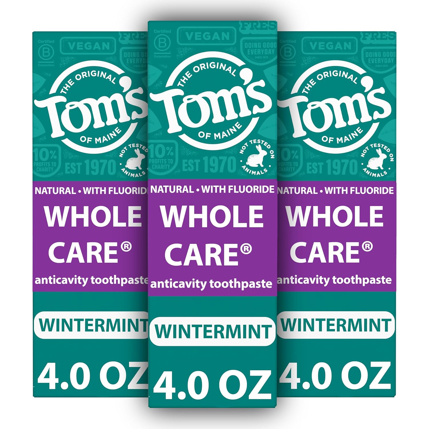 Tom's of Maine Whole Care Natural Toothpaste with Fluoride, Wintermint, 4 Oz. 3-Pack (Packaging May Vary) Tom's of Maine Whole Care Natural Toothpaste with Fluoride, Wintermint, 4 Oz. 3-Pack (Packaging May Vary)