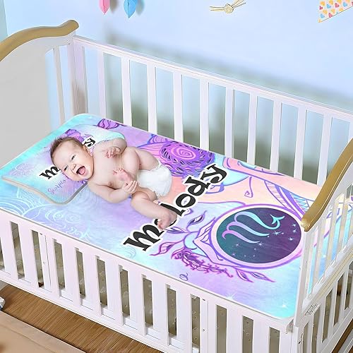 Miniatura 3 de Protector de colchón personalizado para cuna del zodiaco escorpio para niños y niñas, tapete de seda de hielo, tapete de enfriamiento de seda