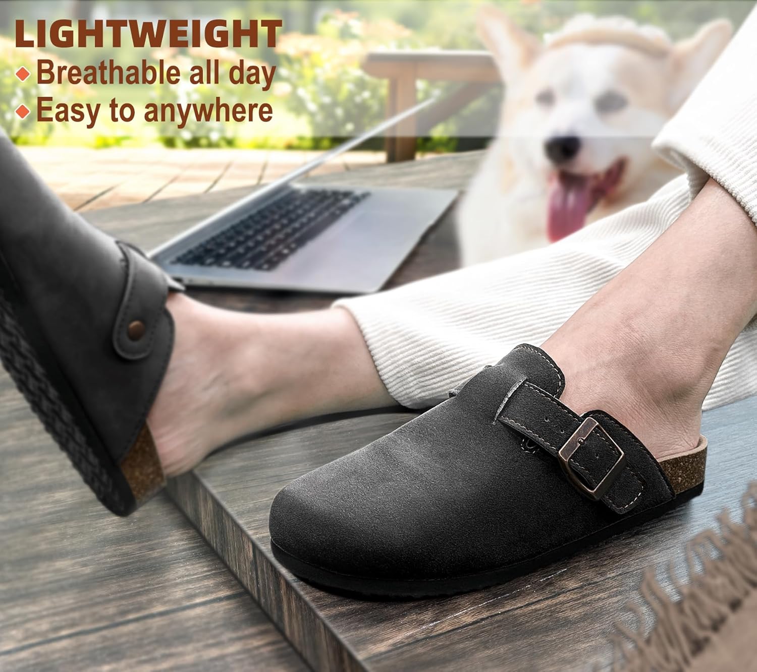 KEMISANT Men Clogs-Comfortable Suede Mules Slippers Sandals Nurse Potato Shoes Unisex-Cushioned Cork-Footbed - Image 6