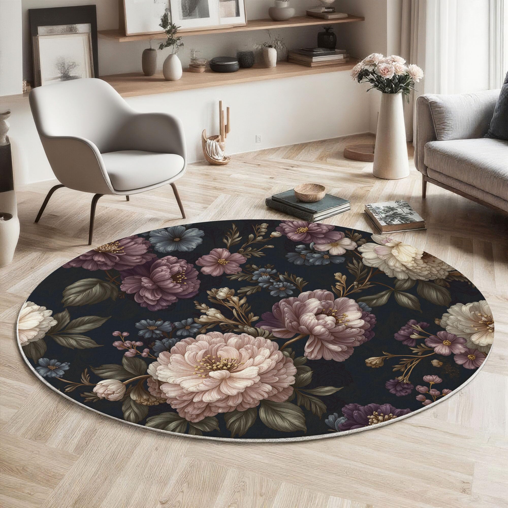 Tapis violet clair 120cm rétro moderne pour salon
