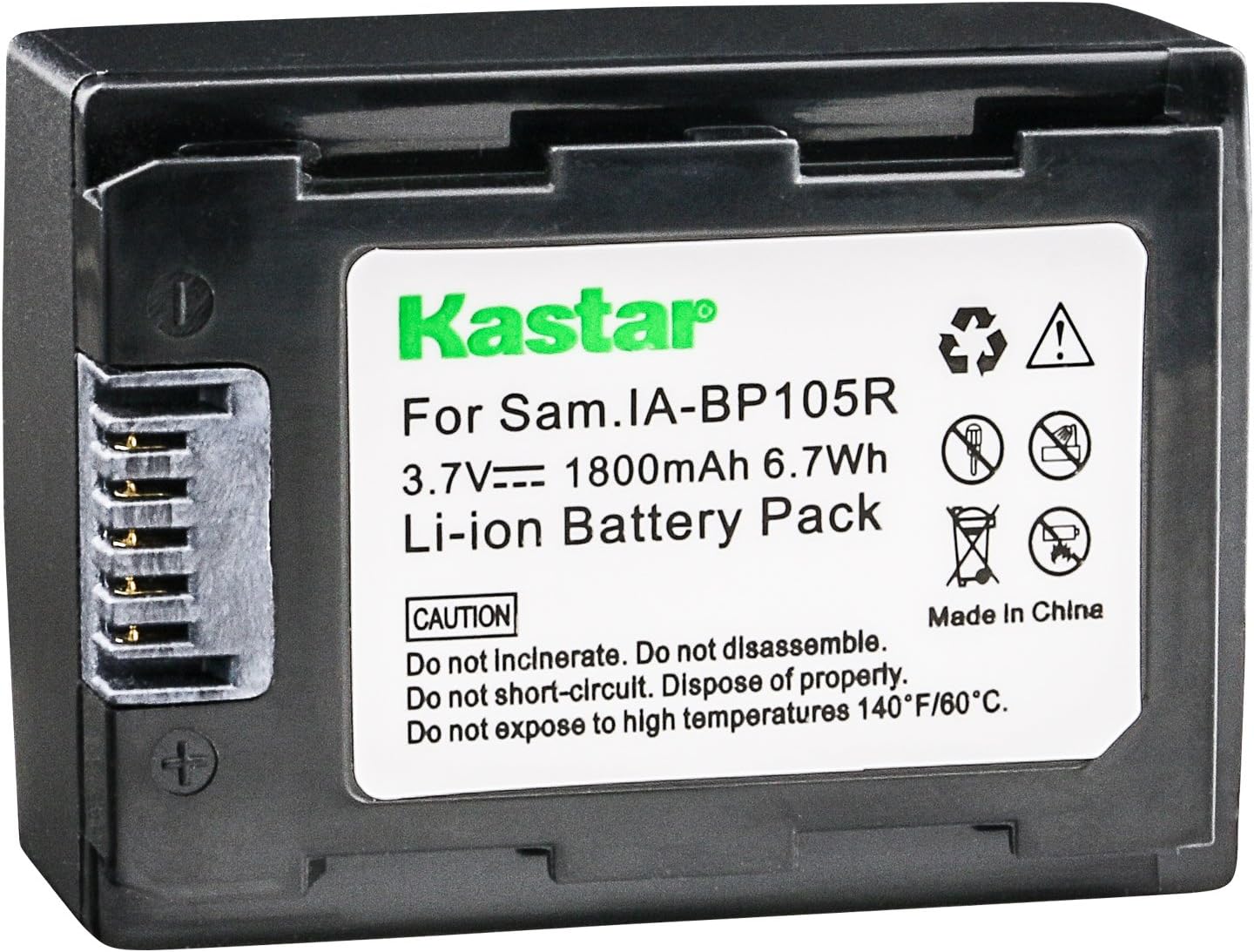 Kastar IA-BP105R Battery for Samsung HMX-F80, HMX-F90, HMX-F800, HMX-F900, SMX-F50, SMX-F53, SMX-F54, SMX-F500, SMX-F501, SMX-F530, SMX-F70, SMX-F700, HMX-H300, HMX-H303, HMX-H304, HMX-H305, HMX-H320