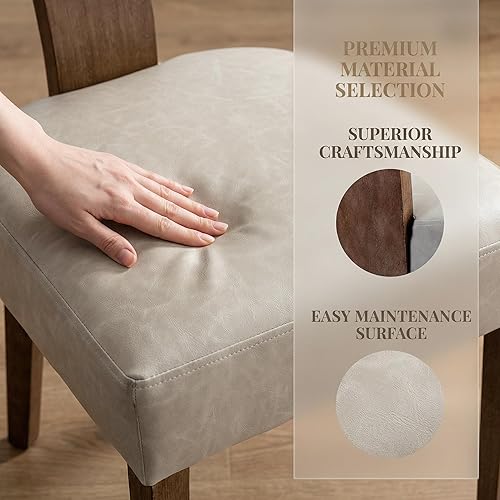 Miniatura 6 de HNY Juego de 2 sillas de comedor modernas de mediados de siglo, silla de acento tapizada en PU de estilo granja con respaldo curvo para cocina, con