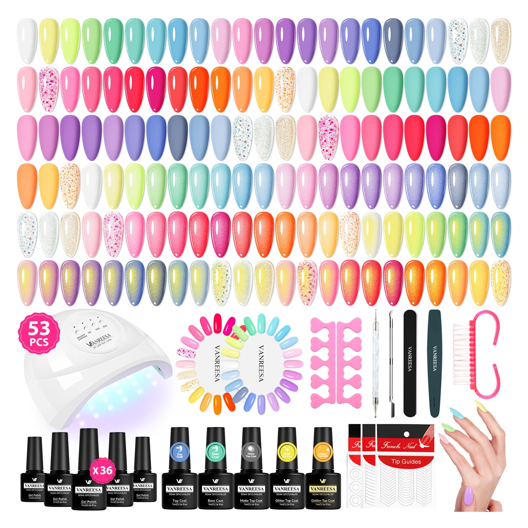 Amazon.com : VANREESA Gel Nail Polish Kit with U V Light 53 Pcs