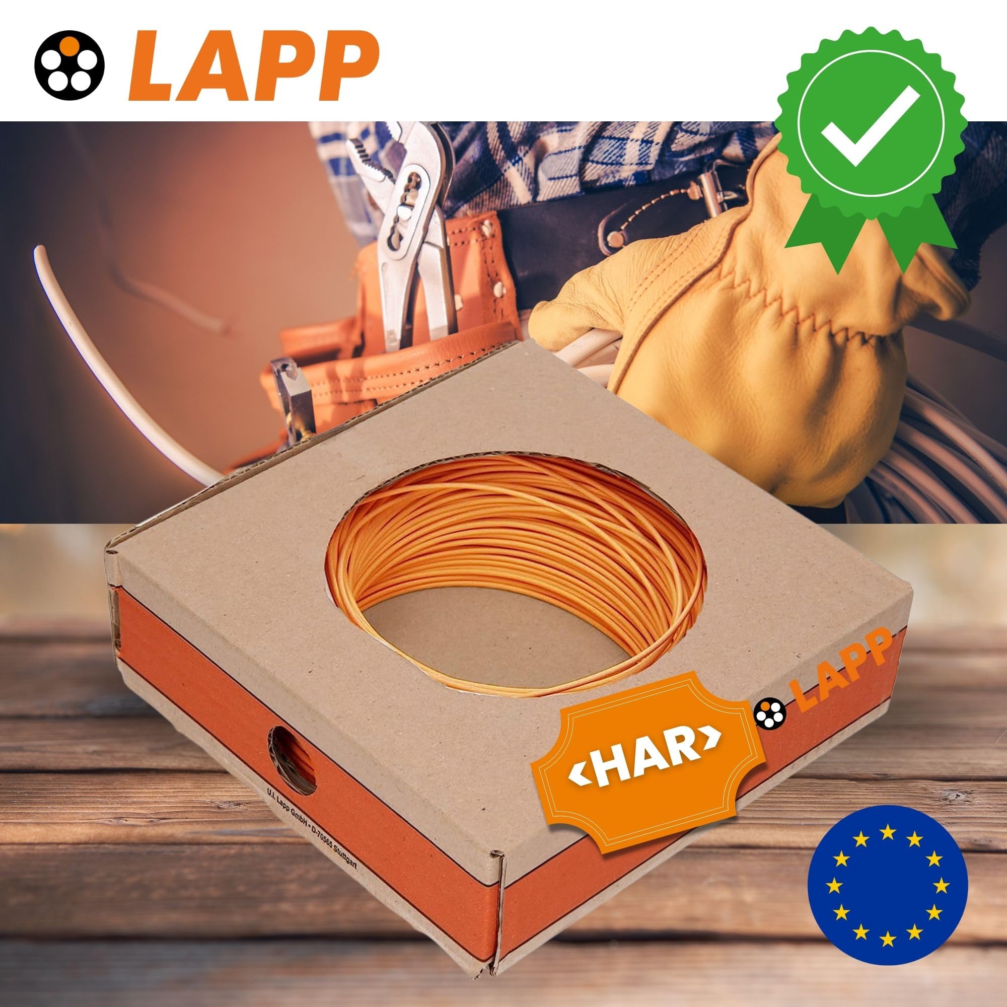 Lapp 4510092 H05V-K 0,75 mm² - Fil Simple PVC Orange - Câble Flexible