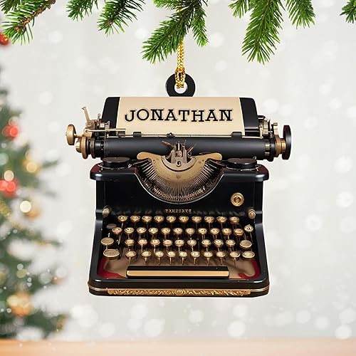 Adorno de máquina de escribir antiguo personalizado, instrumento de escritura manual, decoración vintage, adornos planos clásicos retro 2D (T3)