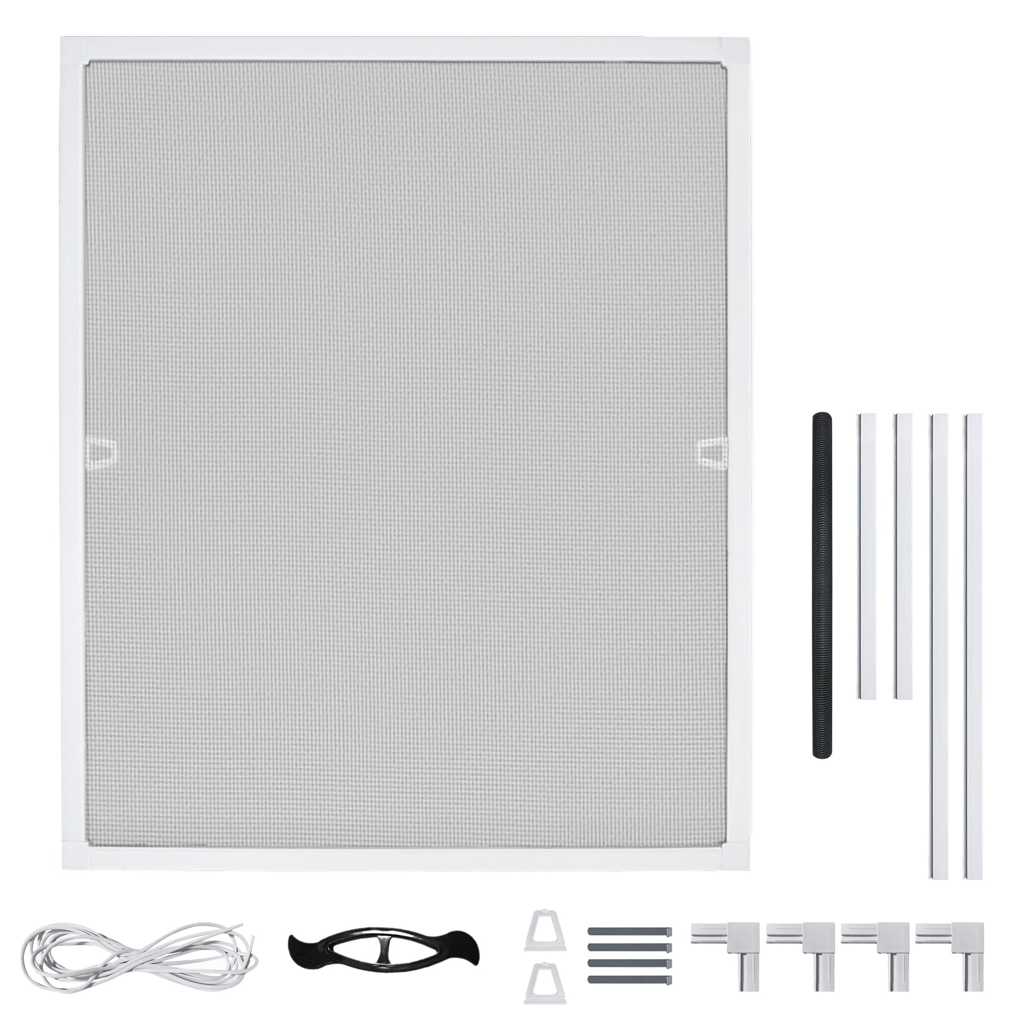 Mosquitera para ventana, mosquitera con mosquitera y marco de aluminio, 100 x 120 cm, sin agujeros ni tornillos, protección contra insectos, rejilla para ventanas (color blanco)