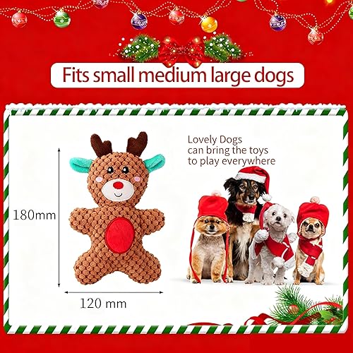 Miniatura 6 de Juguetes para perros, juguete de felpa para perros, juguetes chirriantes de felpa para perros pequeños, medianos y grandes (Navidad D)
