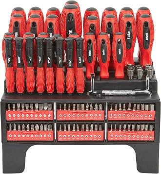 Ironton Screwdriver Bit Set with Storage Rack, 100-Pc. | Durable construction, Comfortable handling, Shop and field repairs, Easy tool storage, Controlled leverage
