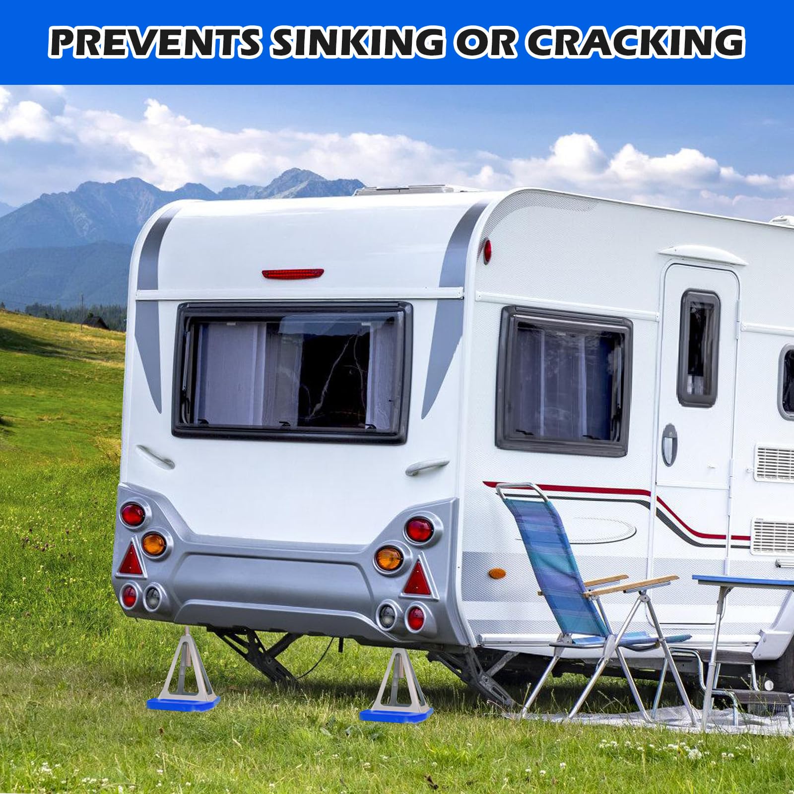 4 Pièces Coussin De Cric Pour Camping-Car,23 * 17CM Coussin De Support Pour Camping-Car Avec Poignée,Caravan Jack Pads,Coussinets De Cric De Caravane Pour Caravanes,Camping-Cars,Jusqu'à 3 T Max(Bleu)