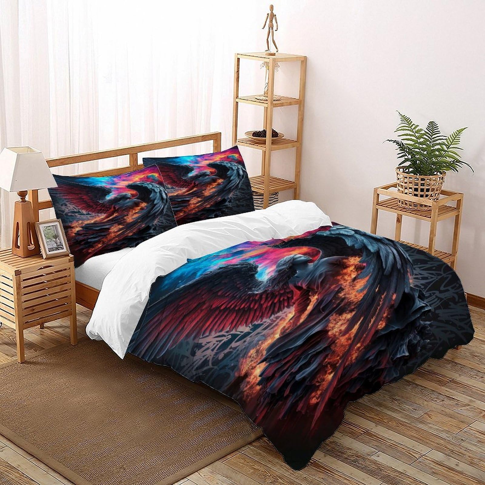 Parure de couette ange et architecture gothique super king en microfibre