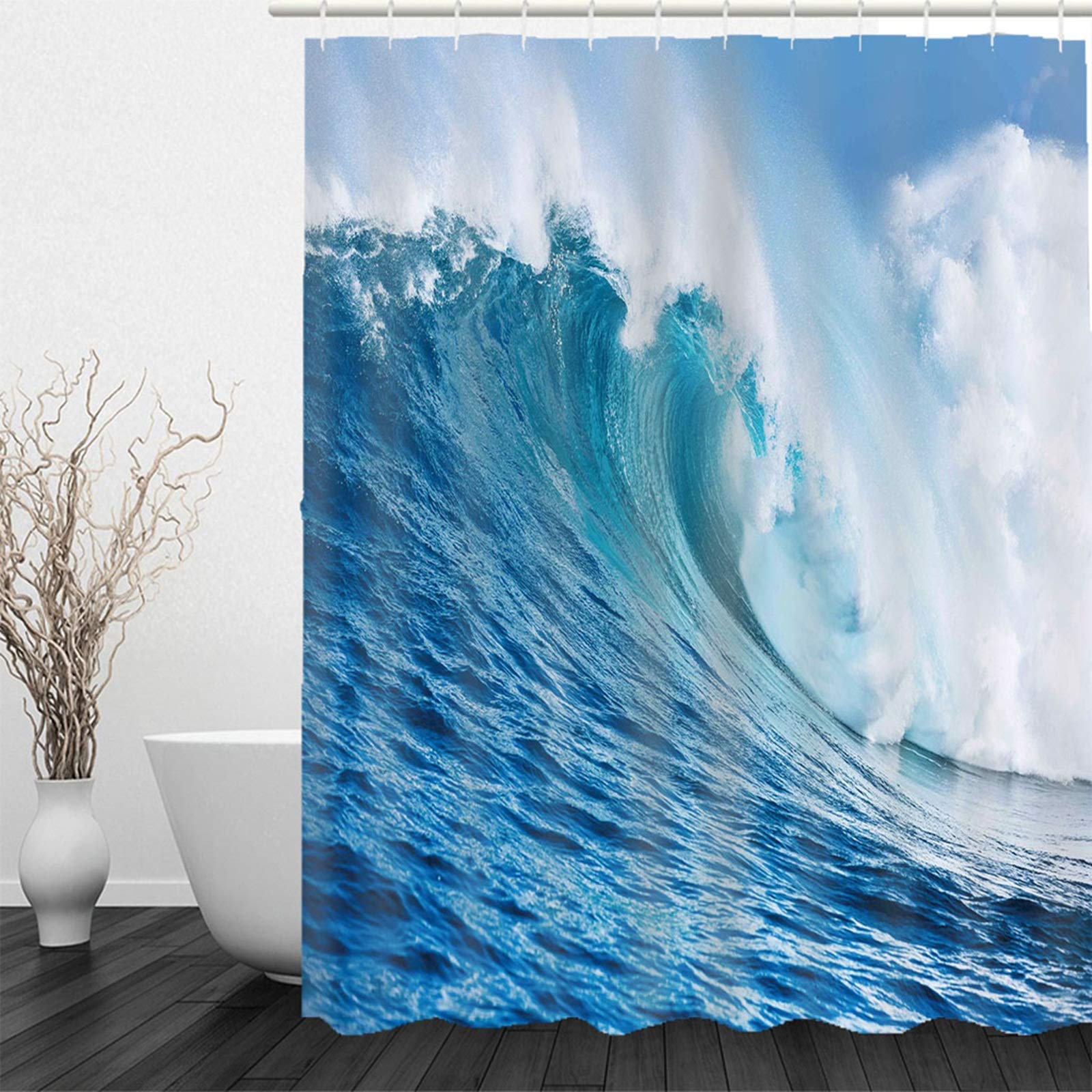 Cortina de ducha con temática de mar, bonitas cortinas de ducha para baño, 60 x 80 pulgadas, poliéster ondulado, moderno, decorativo para bañera
