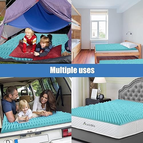 Miniatura 6 de Askme Cubrecolchón individual XL de 3 pulgadas de espuma viscoelástica de gel refrescante con funda transpirable, diseño de flujo de aire,