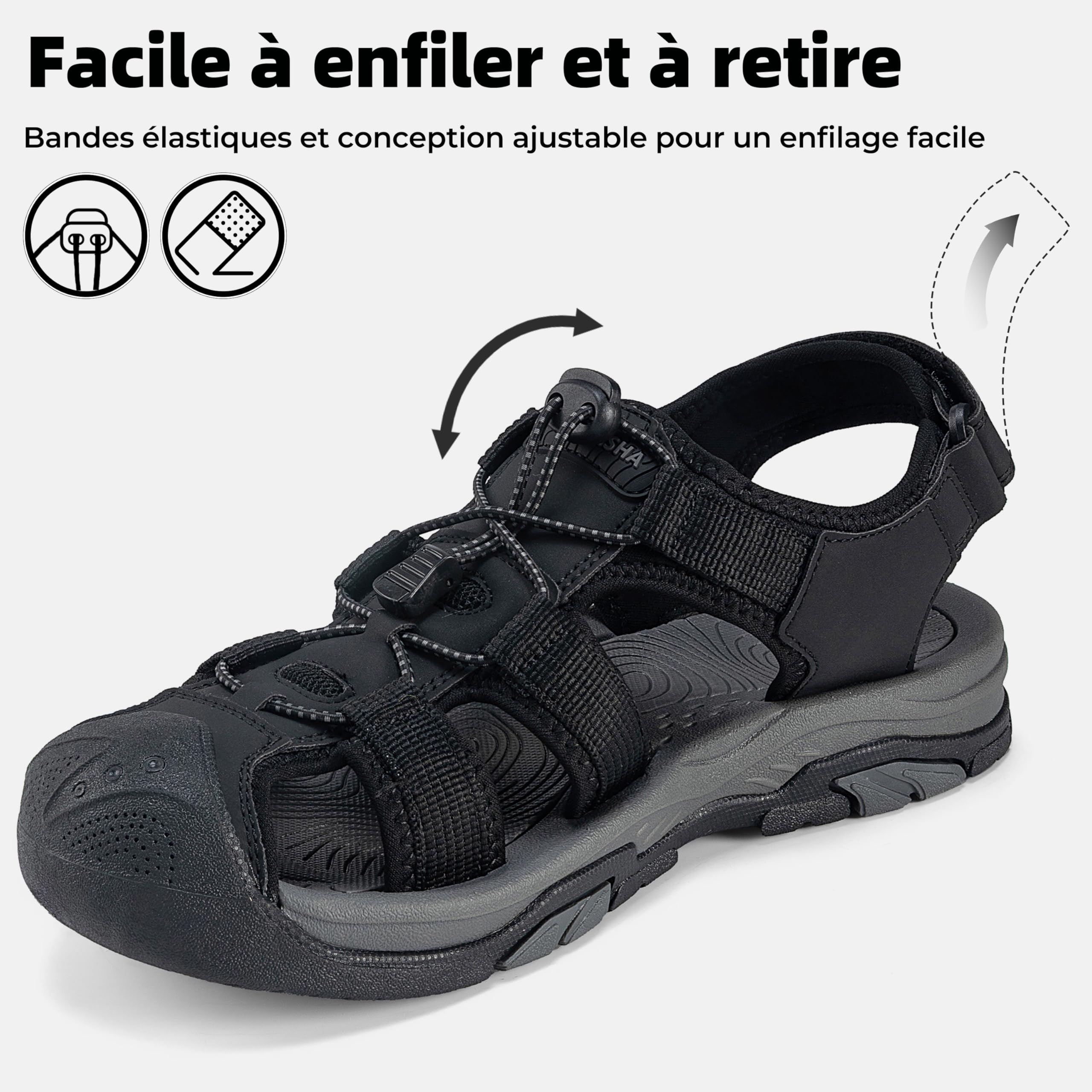 Mishansha Sandales de Trekking Hommes Respirantes Gr.39-46 | Été, Antidérapante, Léger, Confortables, Randonnée, Outdoor, Jardin, Marche, Extérieur, Sport, Bout Fermé