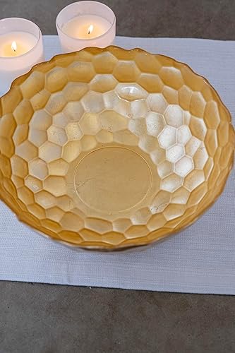 Miniatura 5 de Vietri Rufolo - Cuenco de cristal dorado con forma de panal de abeja, plato decorativo, cuenco de frutas y dulces para oficinahogar