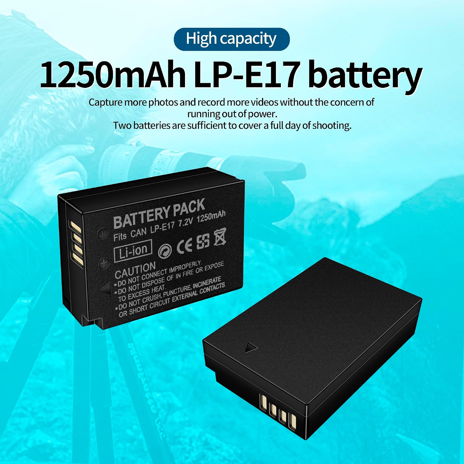 2-Pack LP-E17 Battery and Charger Set for Canon Camera EOS R50 RP R10 R8,Rebel T8i, T7i, T6i, T6s, SL2,SL3, EOS M3, M5, M6, 200D,77D,750D,760D,800D,8000D