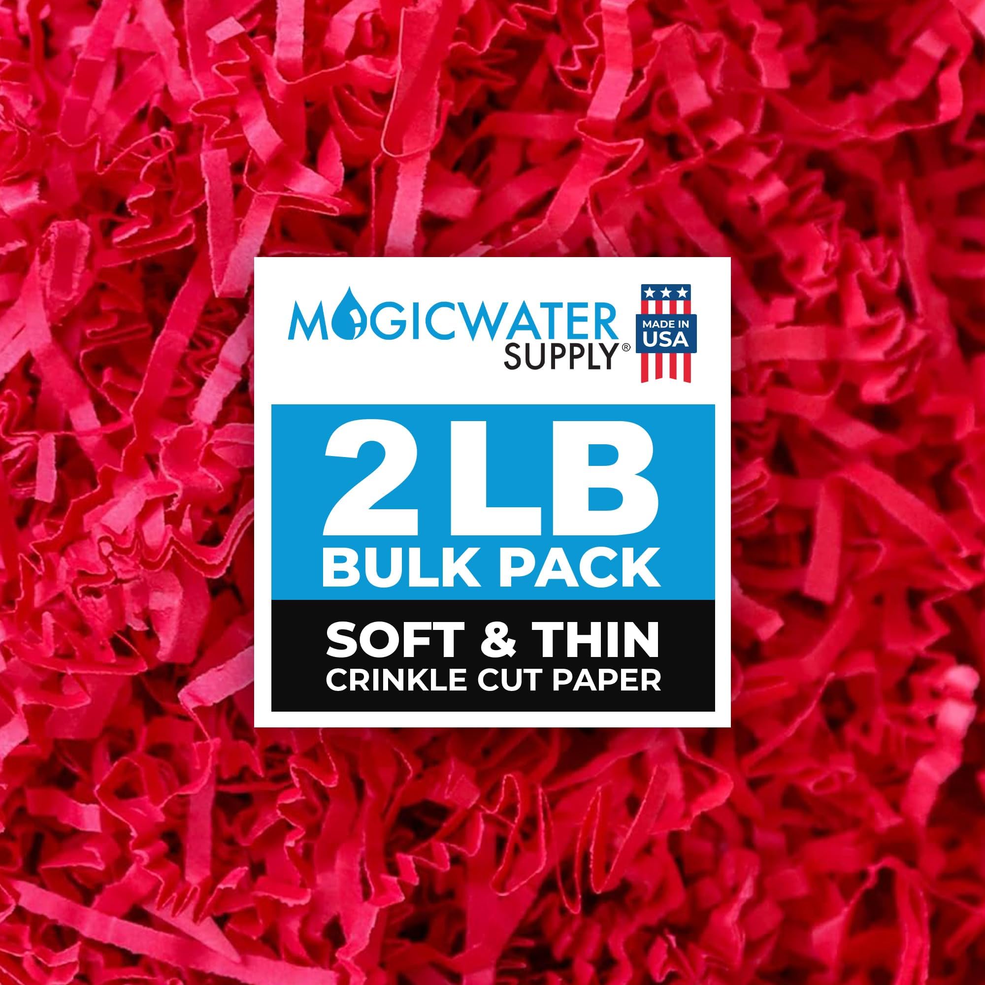 MagicWater Supply Soft & Thin Crinkle Cut Paper - 2 LB - Red - Paper Shred Filler for Gift Wrapping, Basket Filling, Birthdays, Weddings, Anniversaries, Valentines Day, and other occasions