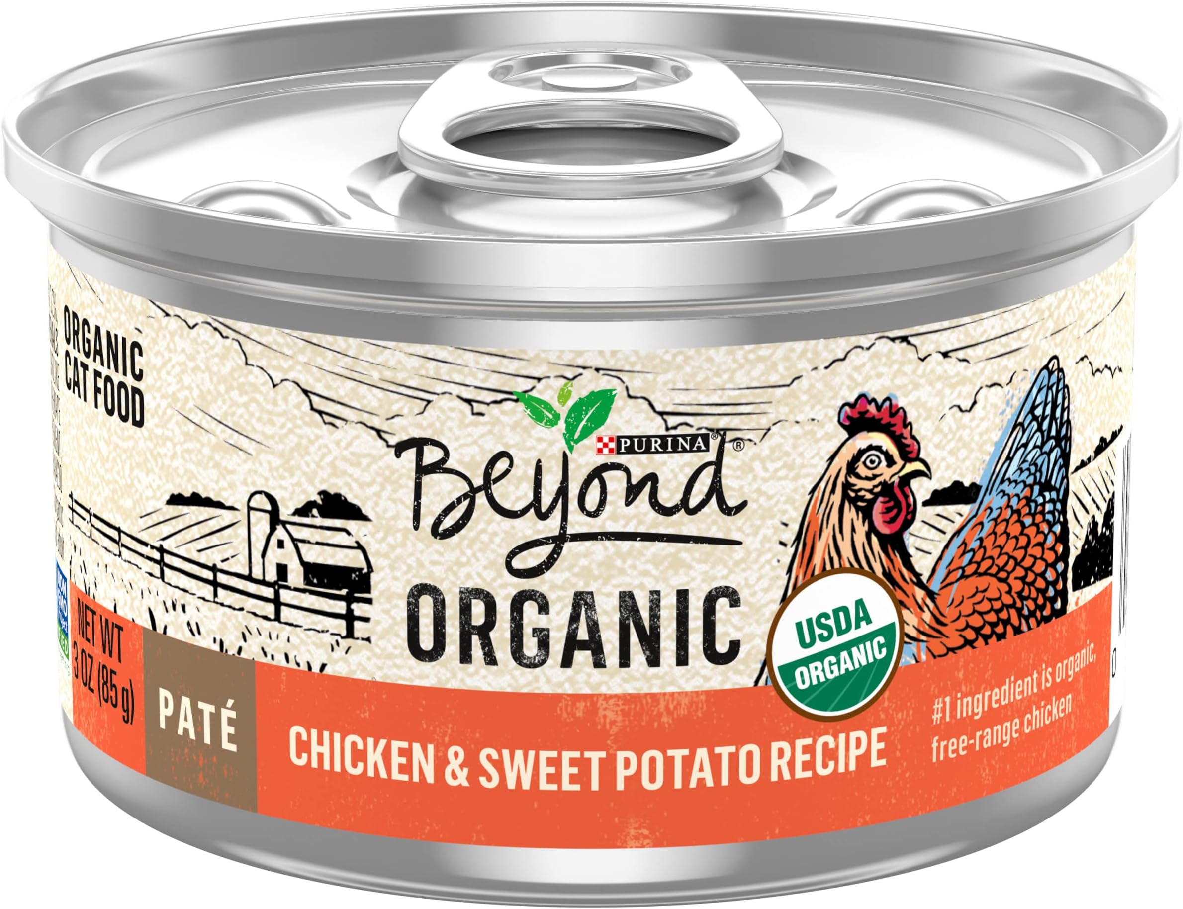 Purina BeyondOrganic Wet Cat Food Pate, Organic Chicken & Sweet Potato Adult Recipe - (Pack of 12) 3 oz. CansUSDA Organic
