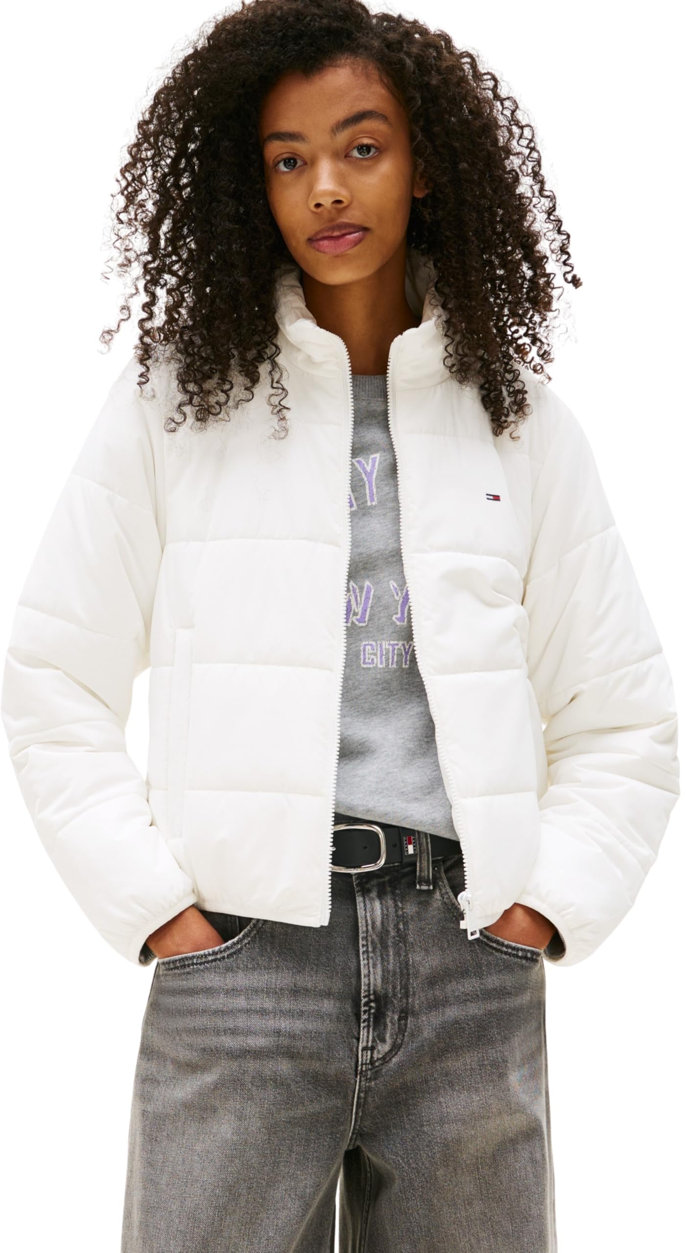 Tommy Jeans Womens Tjw Reg Lw Padded Ext Dw0dw20958 Puffer Jacket, White (Ecru), XS UK