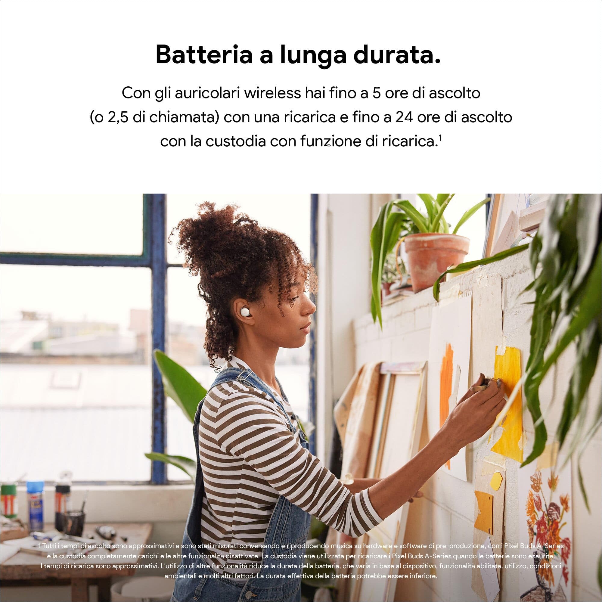 Google Pixel Buds A-Series - Auricolari wireless con Bluetooth - Bianco - Vista 3