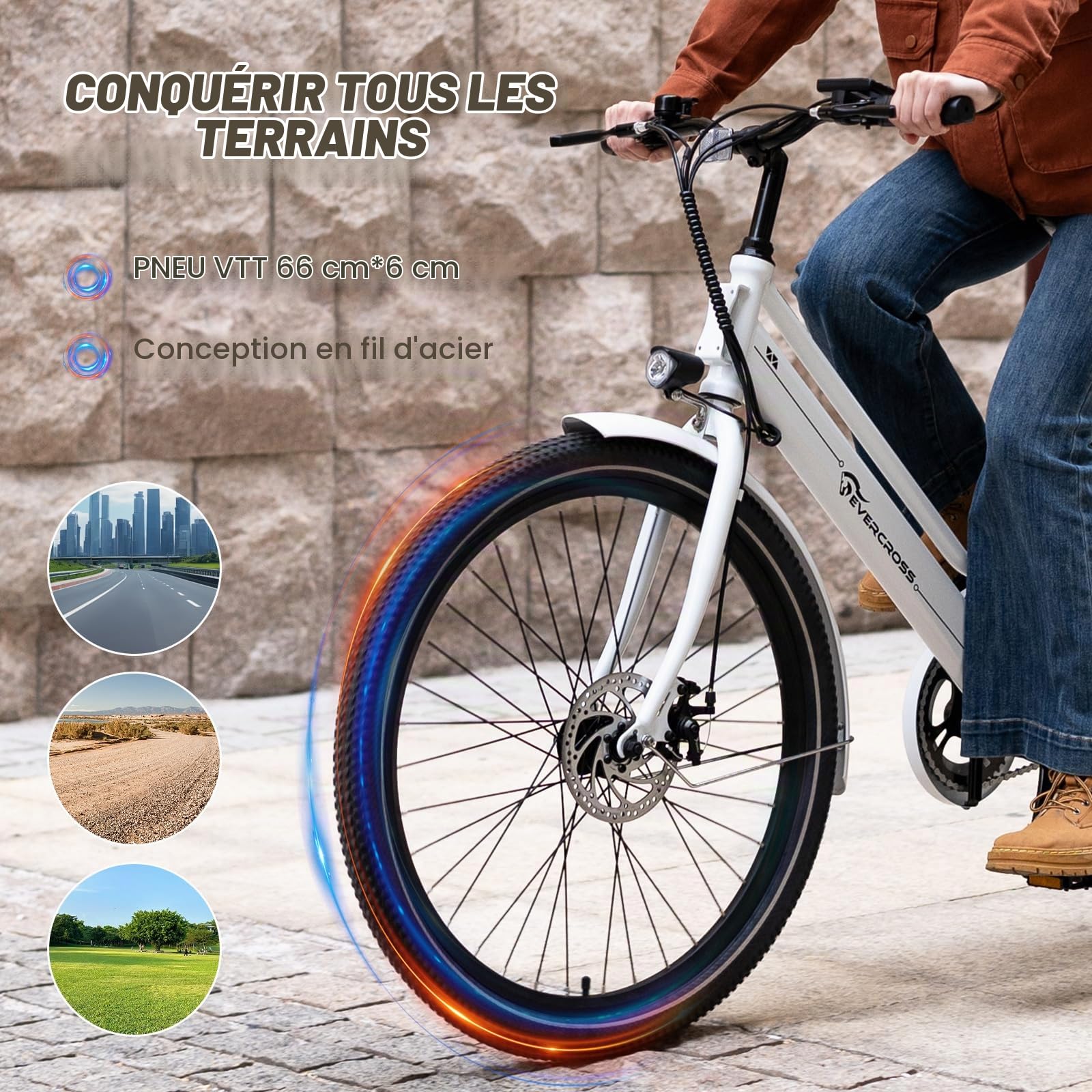 EVERCROSS EK8 Velo Electrique Adultes, Vélo Electrique de 26'' avec Assistance au Pédalage - Moteur 250W, Batterie 36V 15,6Ah, 15/20/25 KM/H, Charge Max de 120kg, VTT Electrique pour Femmes et Hommes