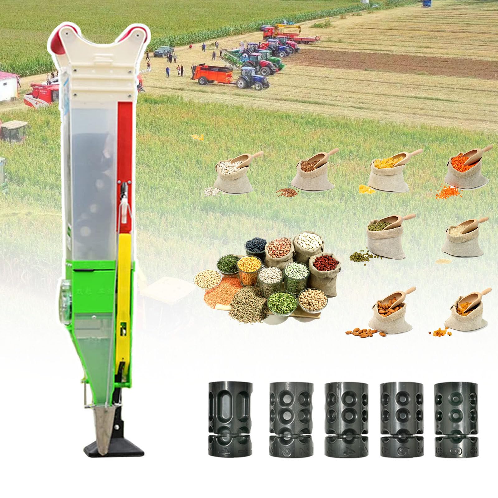 Manual Seeder,Household Corn Peanut Seeder, With Double Tube Sowing,Garden Home Seed Spreader Handheld, Seed Fertilizer Spreader,A