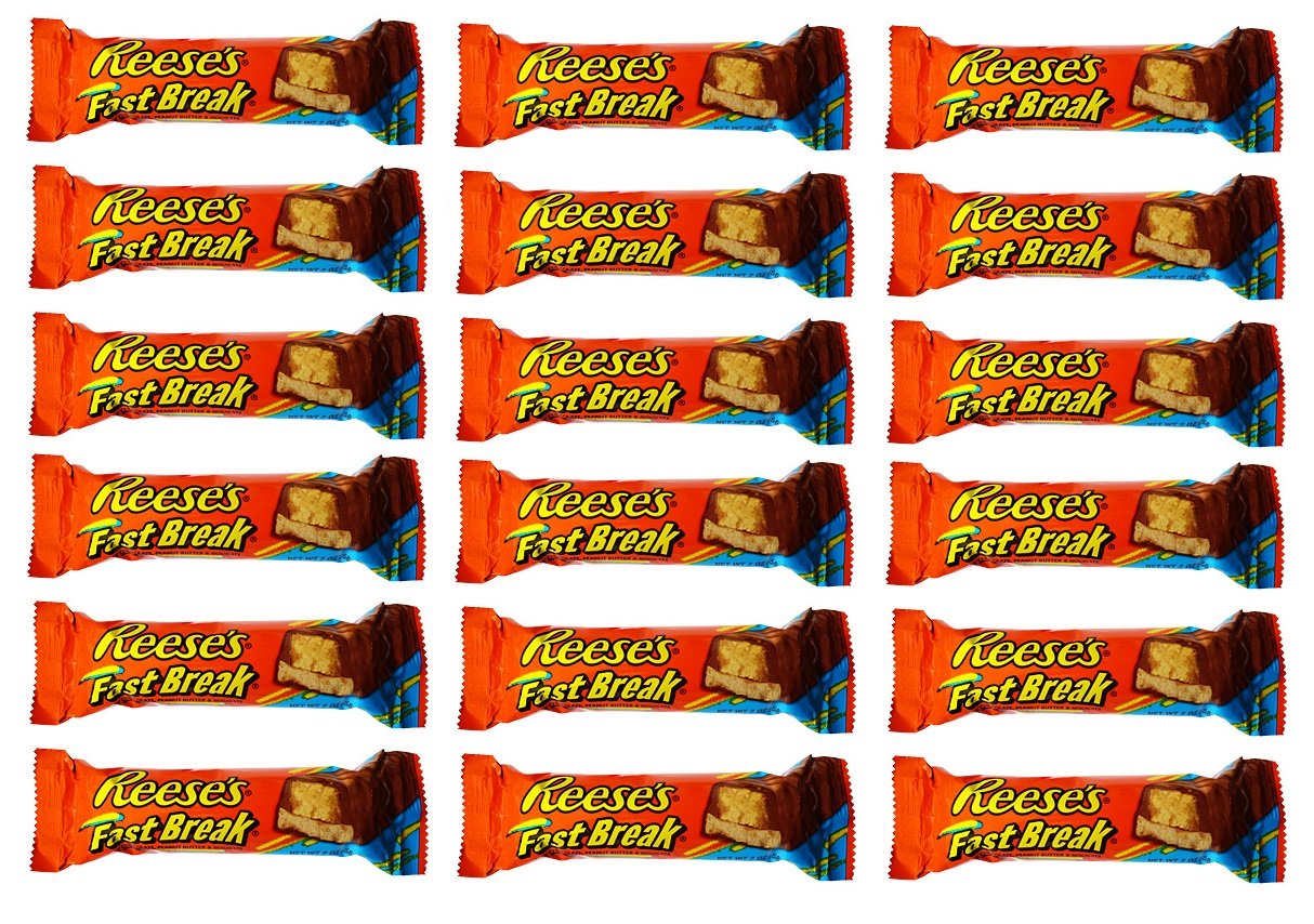Reese's Fast Break Milk Chocolate, Peanut Butter & Nougat: 18 Bars of 1.8 Oz