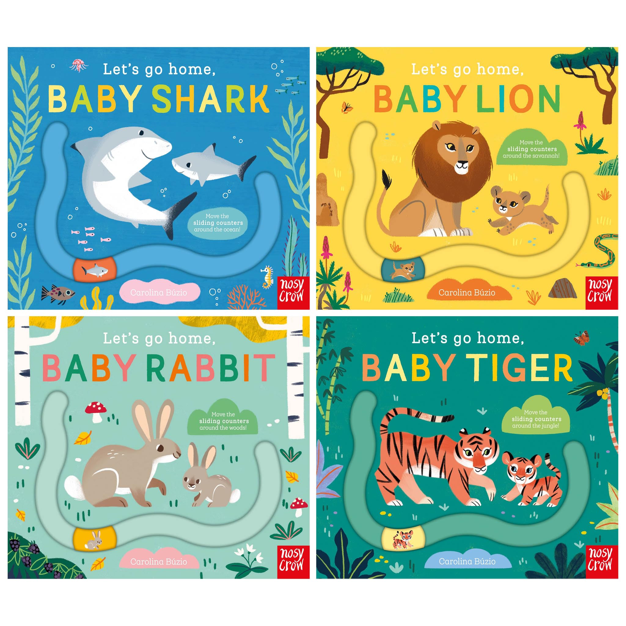Let's Go Home Series 4 Books Collection Set (Let's Go Home, Baby Rabbit, Baby Tiger, Baby Lion & Baby Shark)
