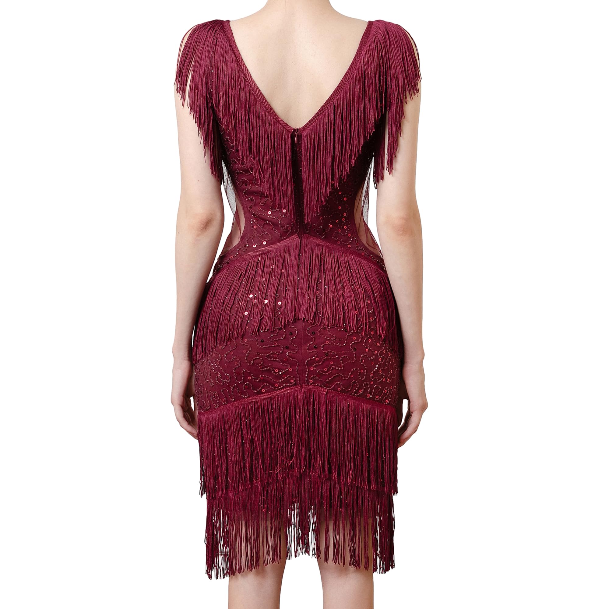 MUNAFIE Costume des années 20 pour femme - Robe à franges - Robe à paillettes - Robe de fête Gatsby Charleston - Robe de fête pour femme