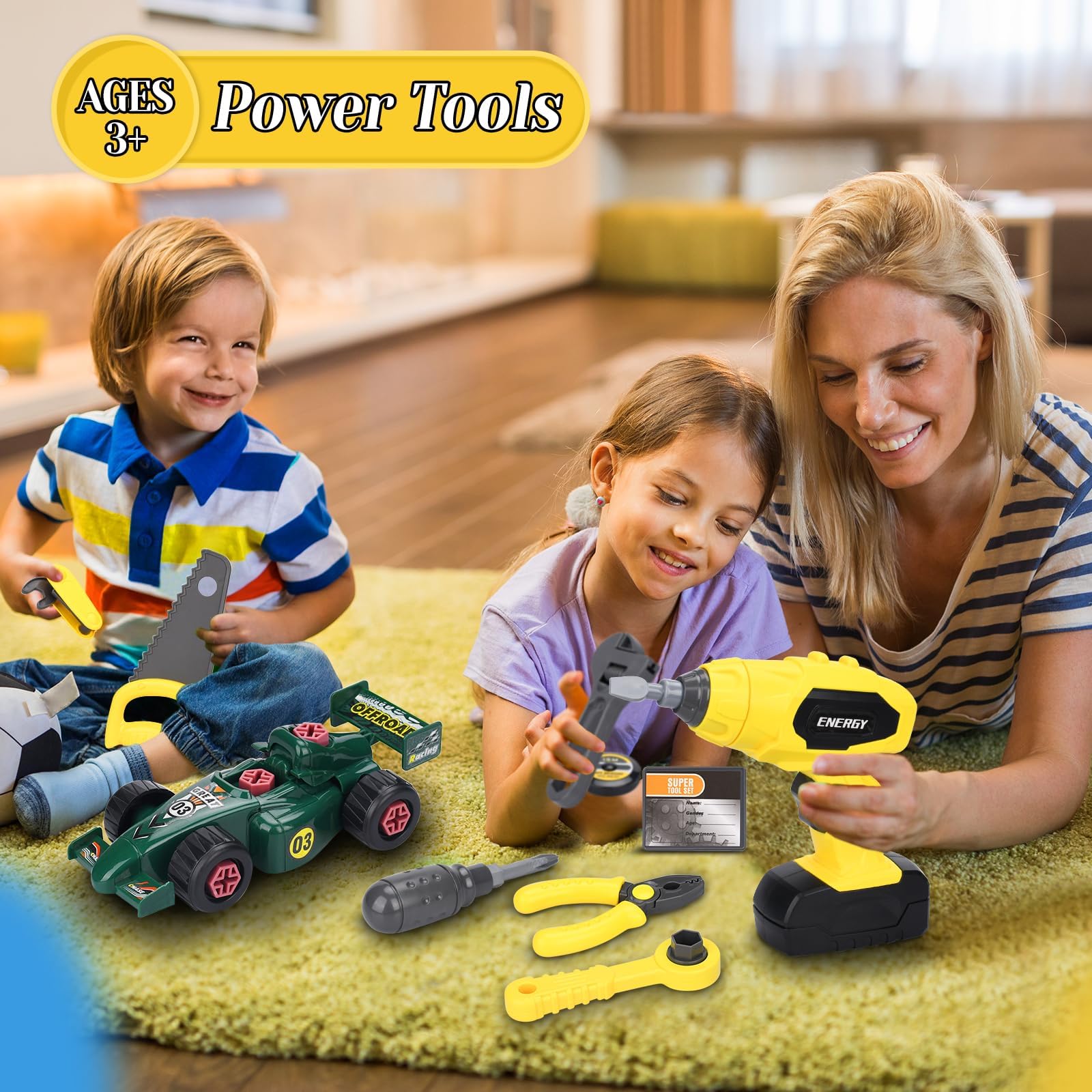 UCAMP Outils Enfant 83 Pièces Boîte à Outils Enfant avec Perceuse Électrique,Etablie Bricolage Enfants,Malette Outils,Travail Jouet Cadeau Jeu Éducatif pour Enfants 3 Ans+