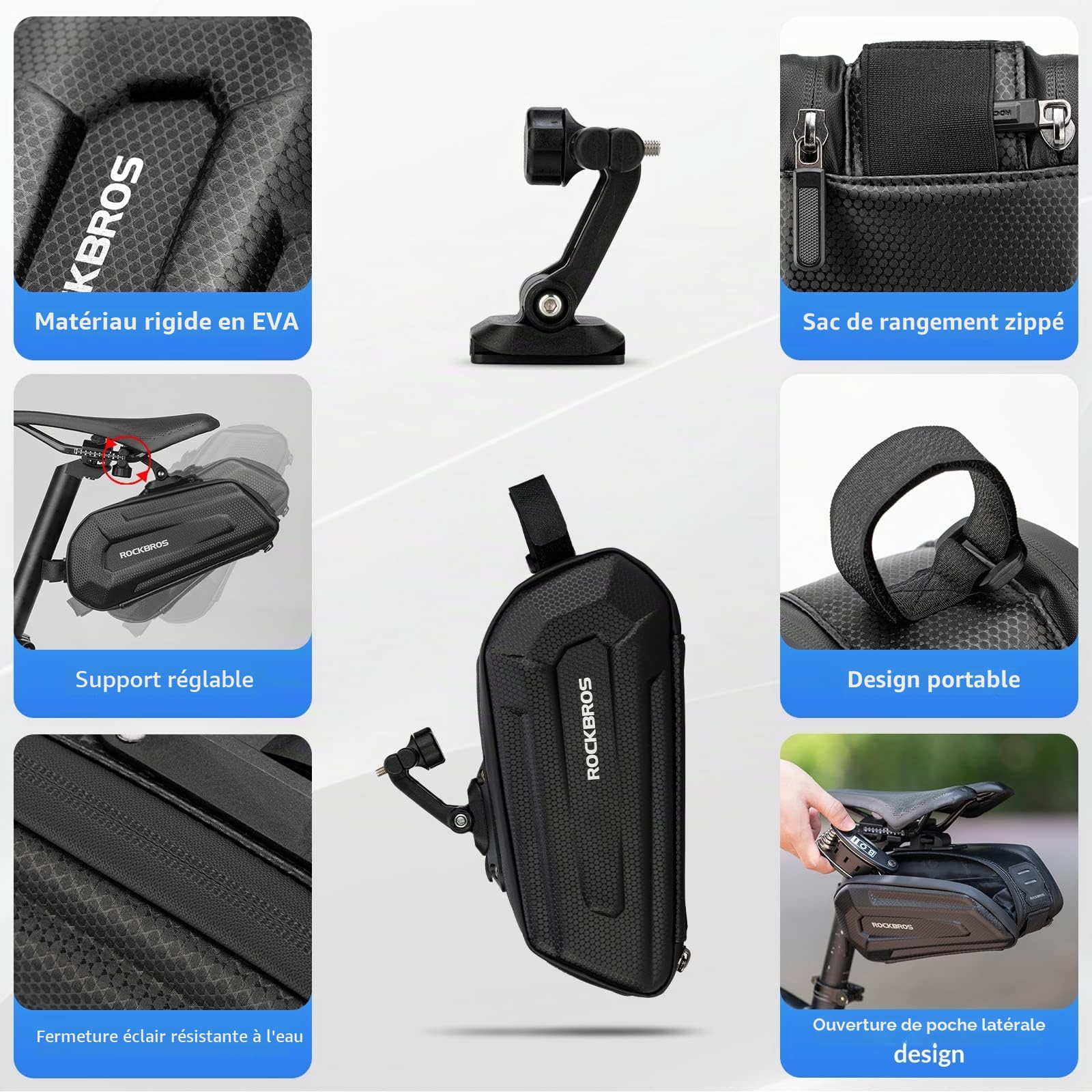 ROCKBROS Sacoche de Selle Vélo Pochette VTT Rigide de Rangement Arrière de Vélo Trottinette BMX 1,8L