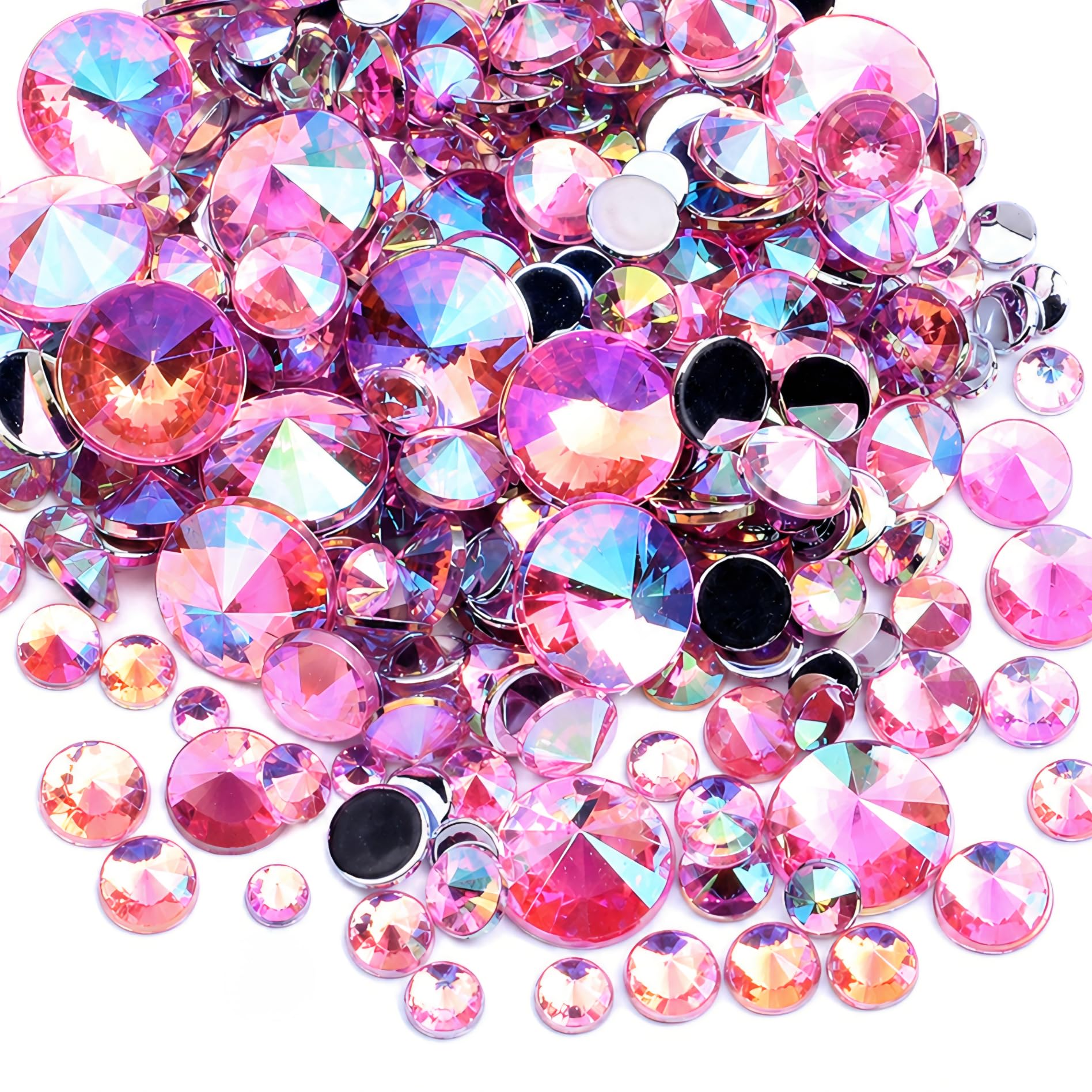 MajorCrafts Flat Back Pointed Top Acrylic Rhinestones: Rivoli Style Craft Gems (Light Pink AB A08, 4mm - 800pcs)