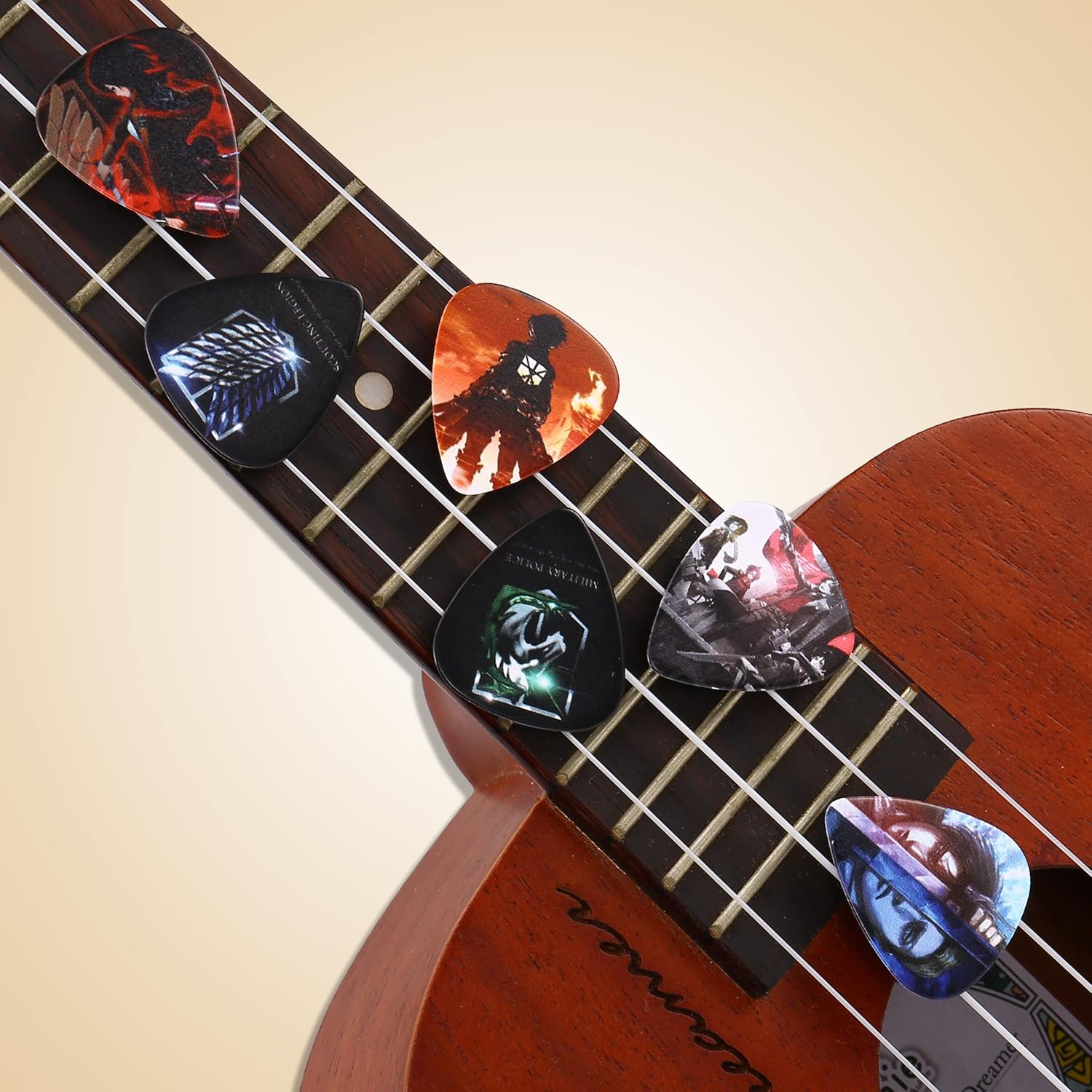 Guitar Picks for Acoustic Electric Bass Medium Thick Finger Thumb Pick Anime Cool Character Bulk Variety Pack Pics with Tin for Kids Adults Unique Large Big Band Pick 12pcs GP-009 : Musical Instruments
