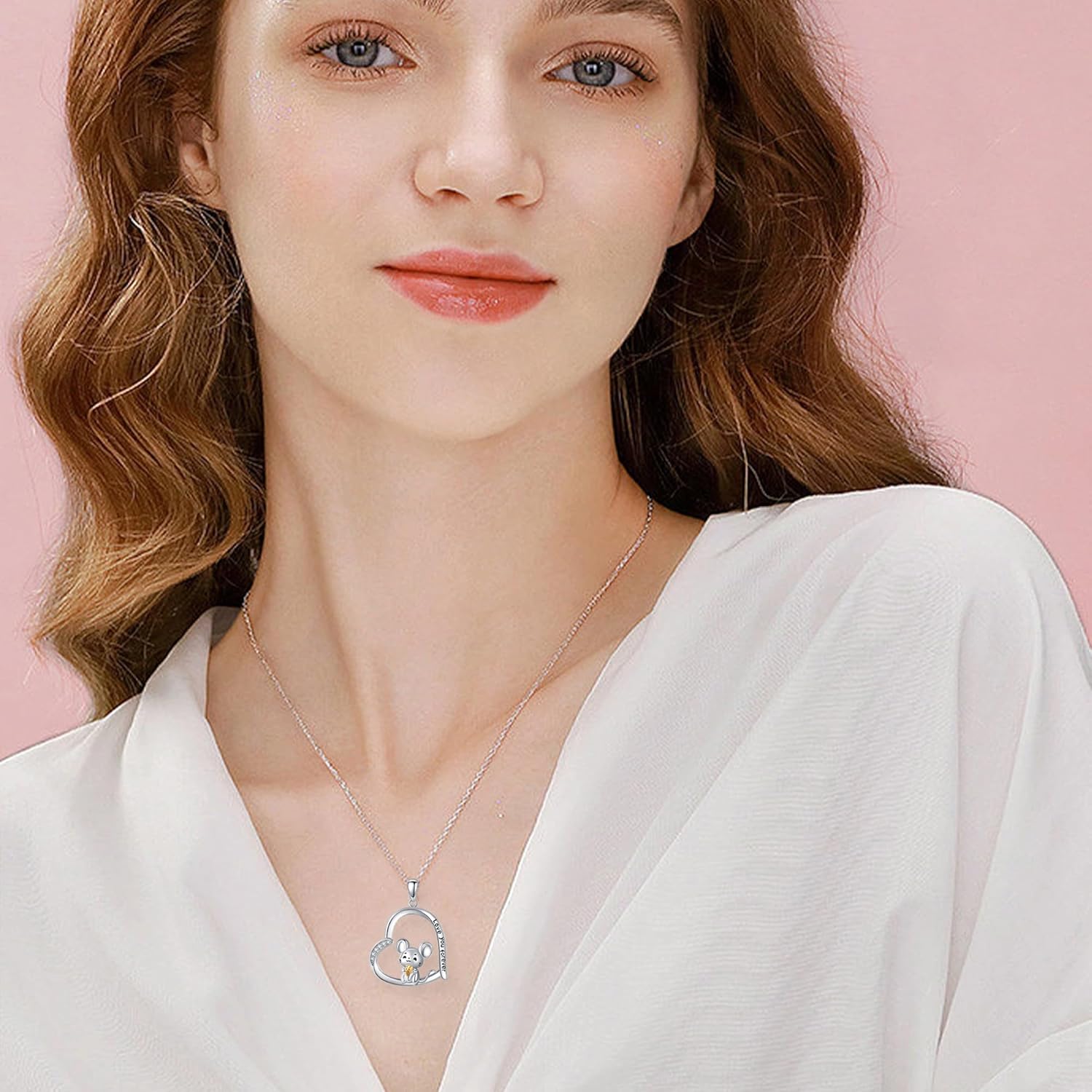 Rat Mouse/Possum/Squirrel Necklace 925 Sterling Silver Mouse Pendant Necklace Cute Rat Jewelry for Women Gifts - Image 2