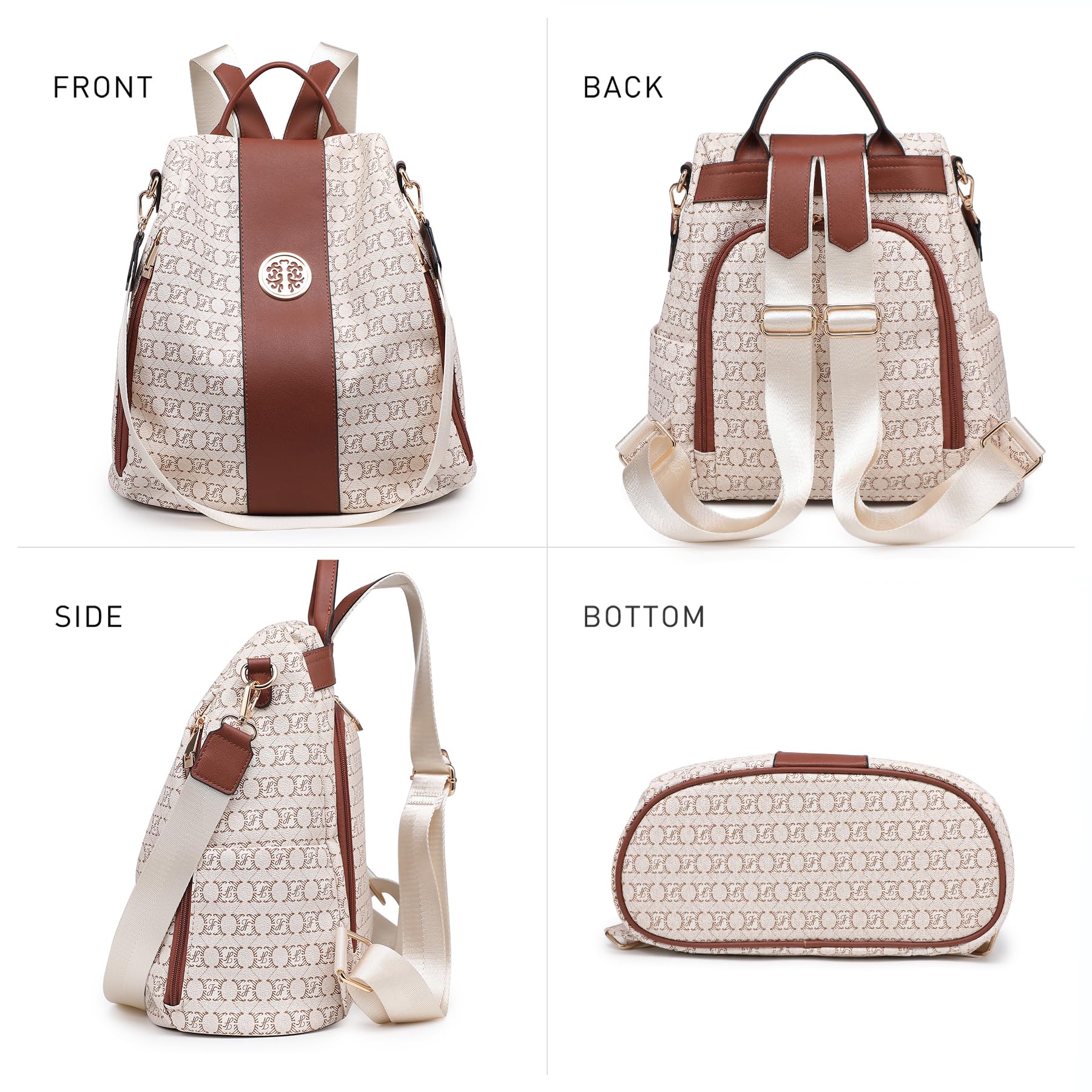 MKP COLLECTION Mochila de moda para mujer, con múltiples bolsillos, antirrobo, mochila de viaje, bolsa de hombro, juego de 2 piezas