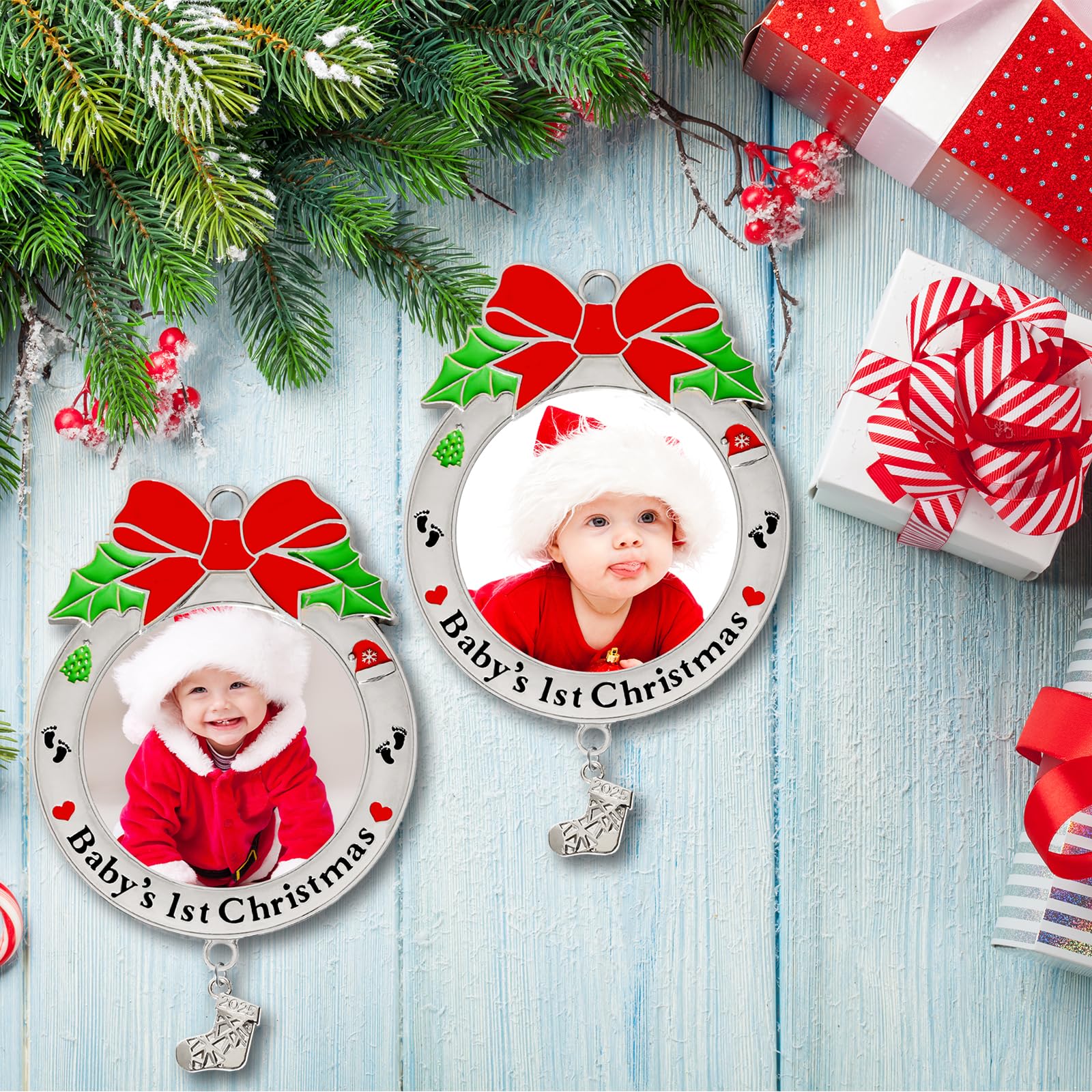 Amazon.co.jp: 2022 赤ちゃんの初めてのクリスマスフォトオーナメント