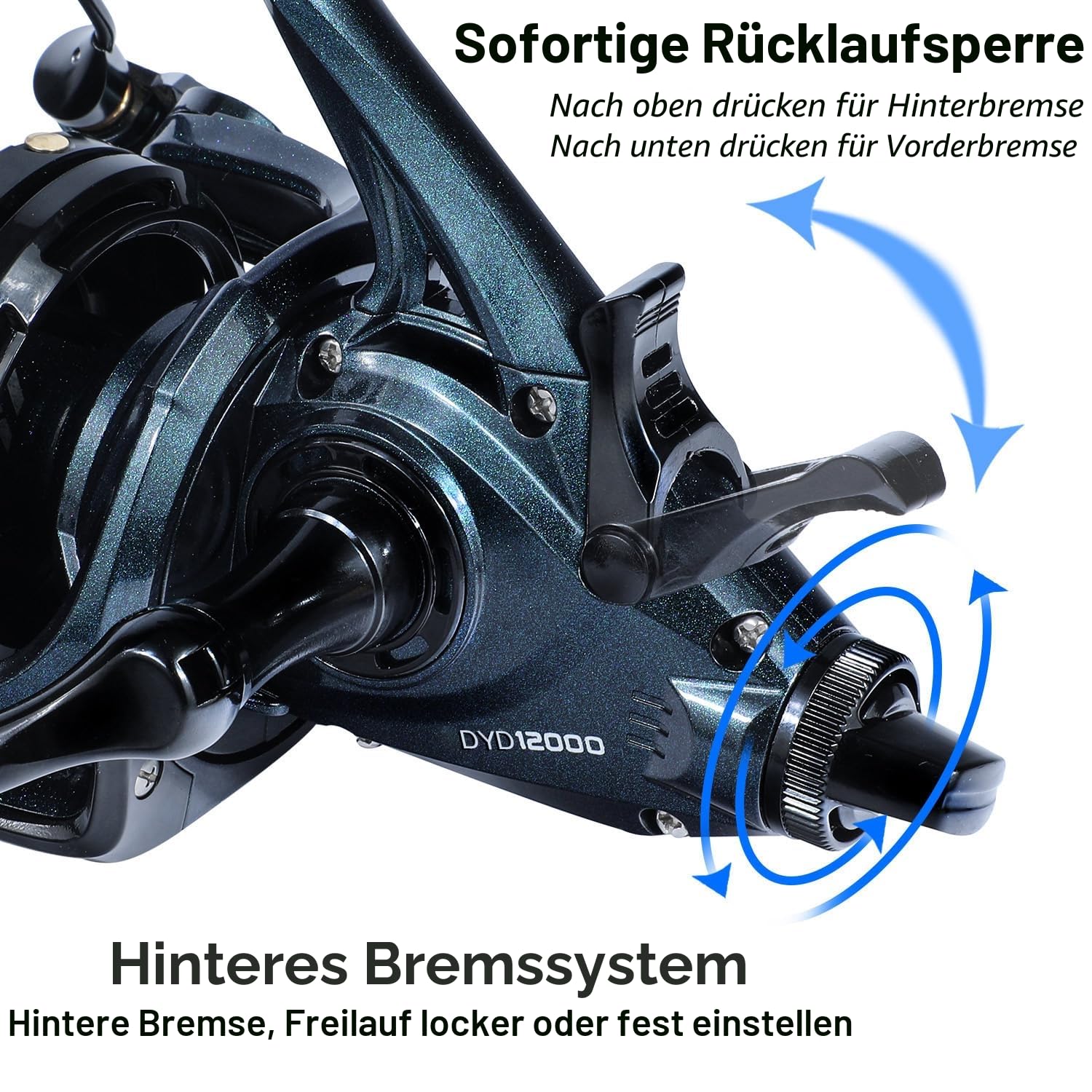 Sougayilang Karpfenangelrolle, ultra-leistungsstarke, glatte Spinnrolle 13+1BB Metallkörper 9000/10000/12000 Surfangelrollen für Salzwasser und Süßwasser