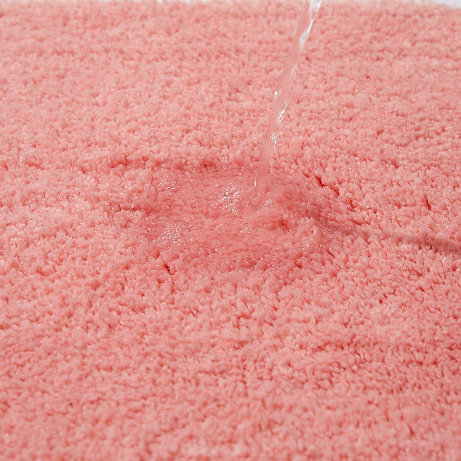 2 Piece Bathroom Rugs and Mats Sets, Soft Bath Mats for Bathroom with Non-Slip Backing, Machine Washable Microfiber Absorbent Bath Rugs (16''x24'' Plus 20''x32'',Pink) - Image 3