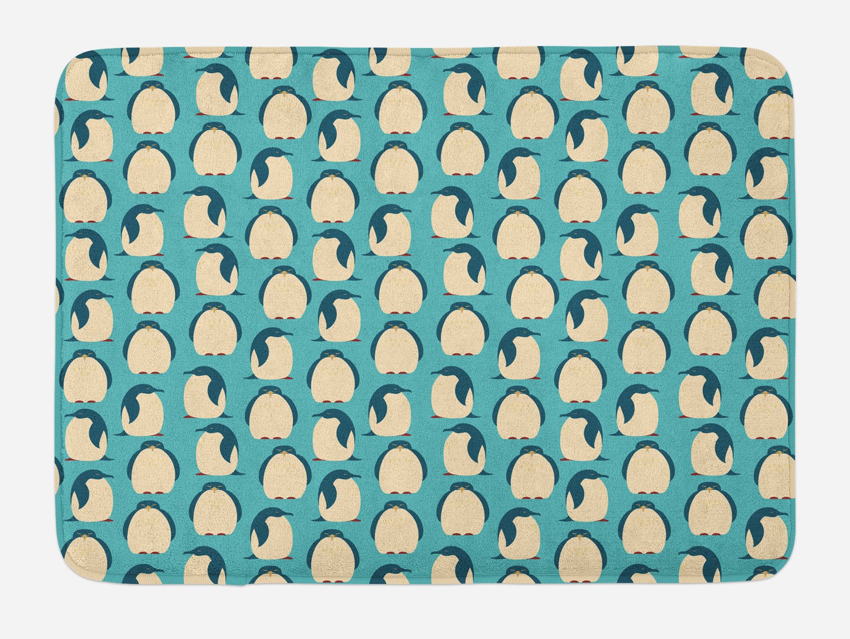 Ambesonne Penguin Bath Mat, Arctic Birds Animal Characters Pattern on Teal Background South Pole Fauna, Plush Bathroom Decor Mat with Non Slip Backing, 29.5" X 17.5", Slate Blue