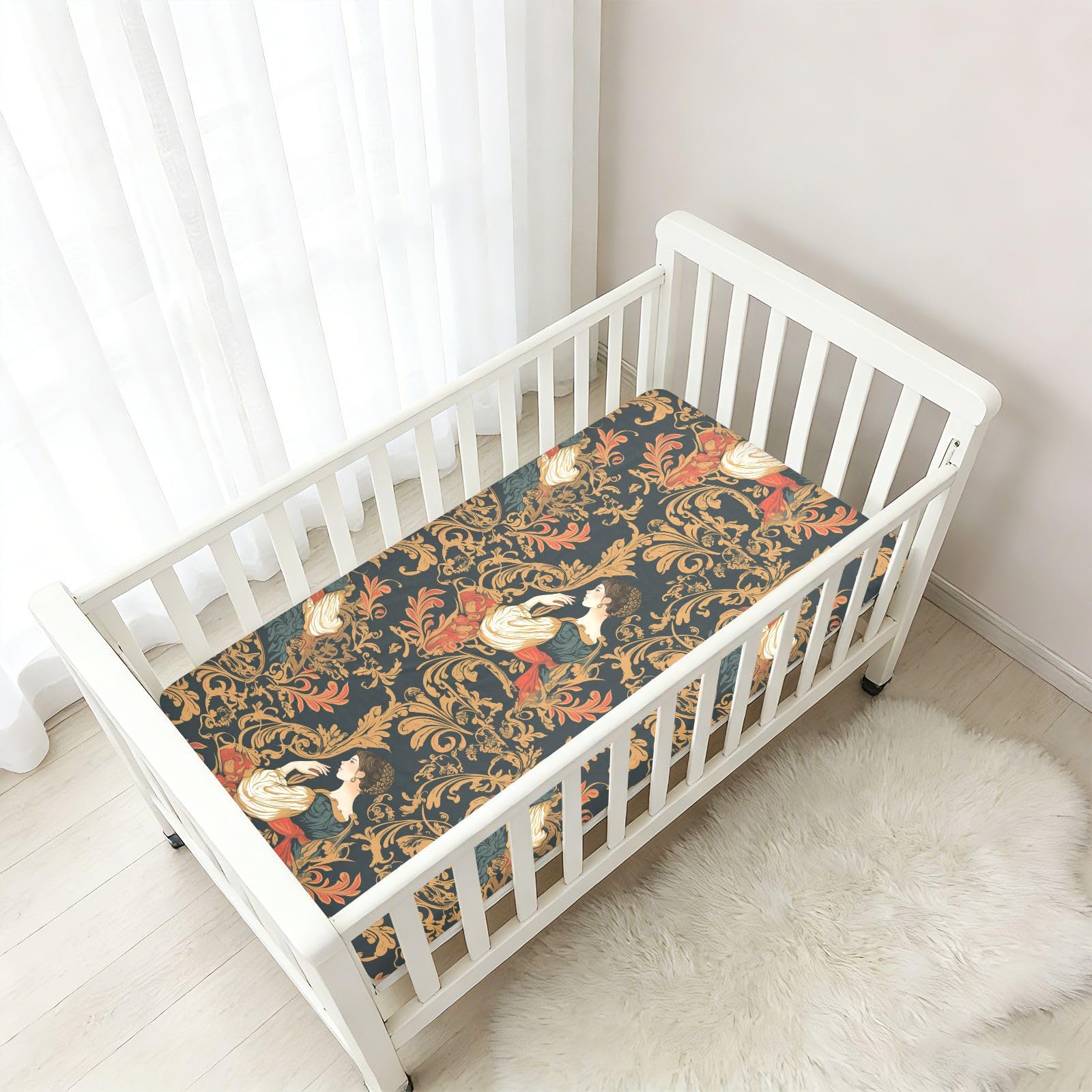 Eleganti lenzuola per culla da donna, in cotone, morbide, traspiranti, per la decorazione della cameretta dei bambini, confezione da 1