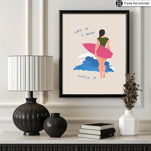 Miniatura 3 de Poster Master Impresión de surf  Life Is A Wave Catch It Poster  Arte retro de playa  Diseño de pared motivacional  Arte de surf  Decoración chic