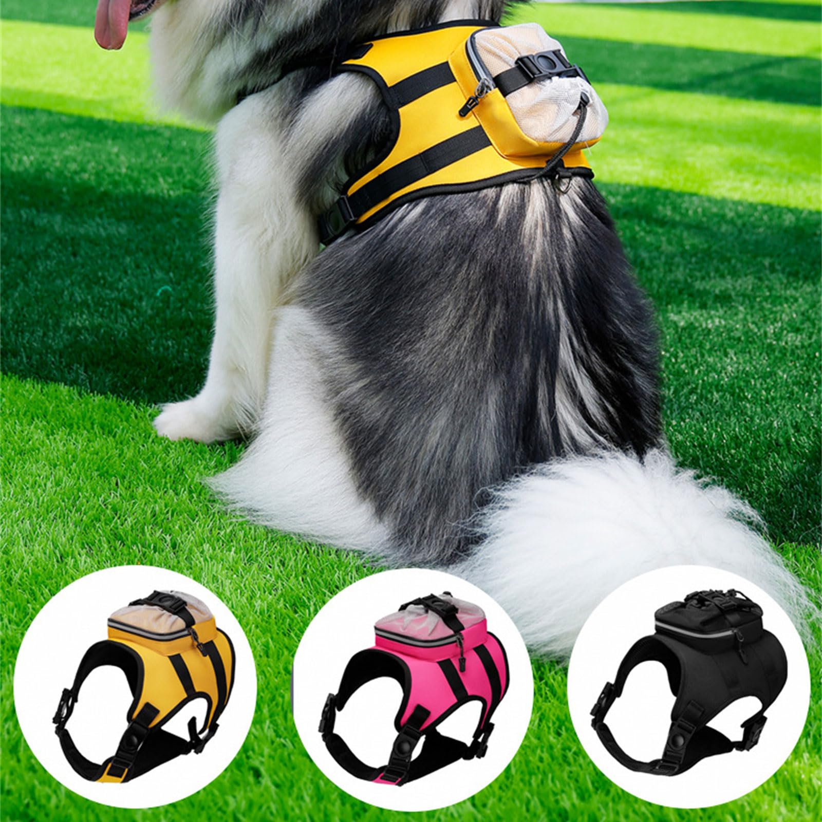 Montesy Dog Harness Backpack Vest Adjustable Training Vest Pet Strong Training Walking Swimming Hiking Backpack