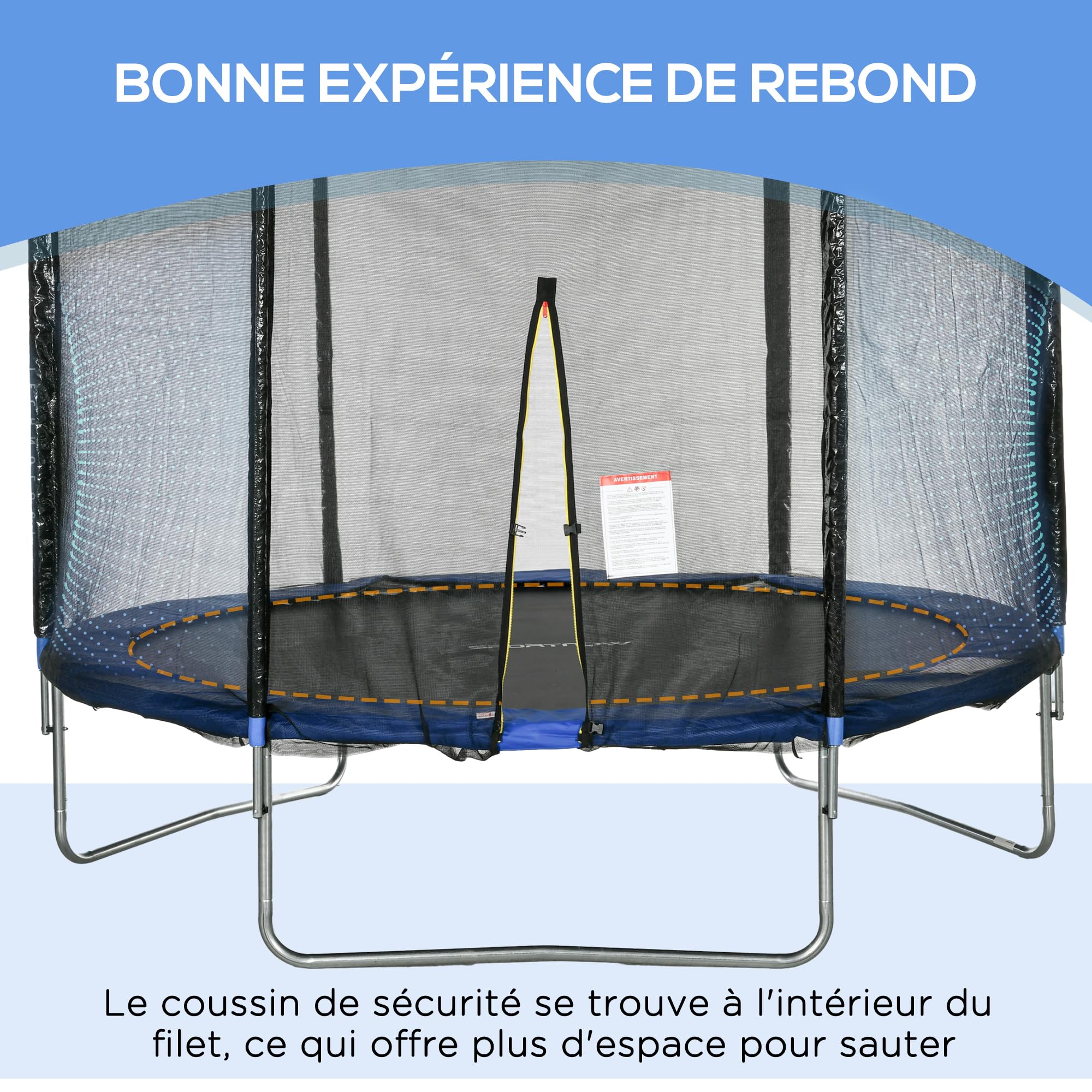 SPORTNOW Trampoline Exterieur Enfant, Trampoline Ø 305cm pour Enfants avec Filet de sécurité, poteaux rembourrés et échelle,