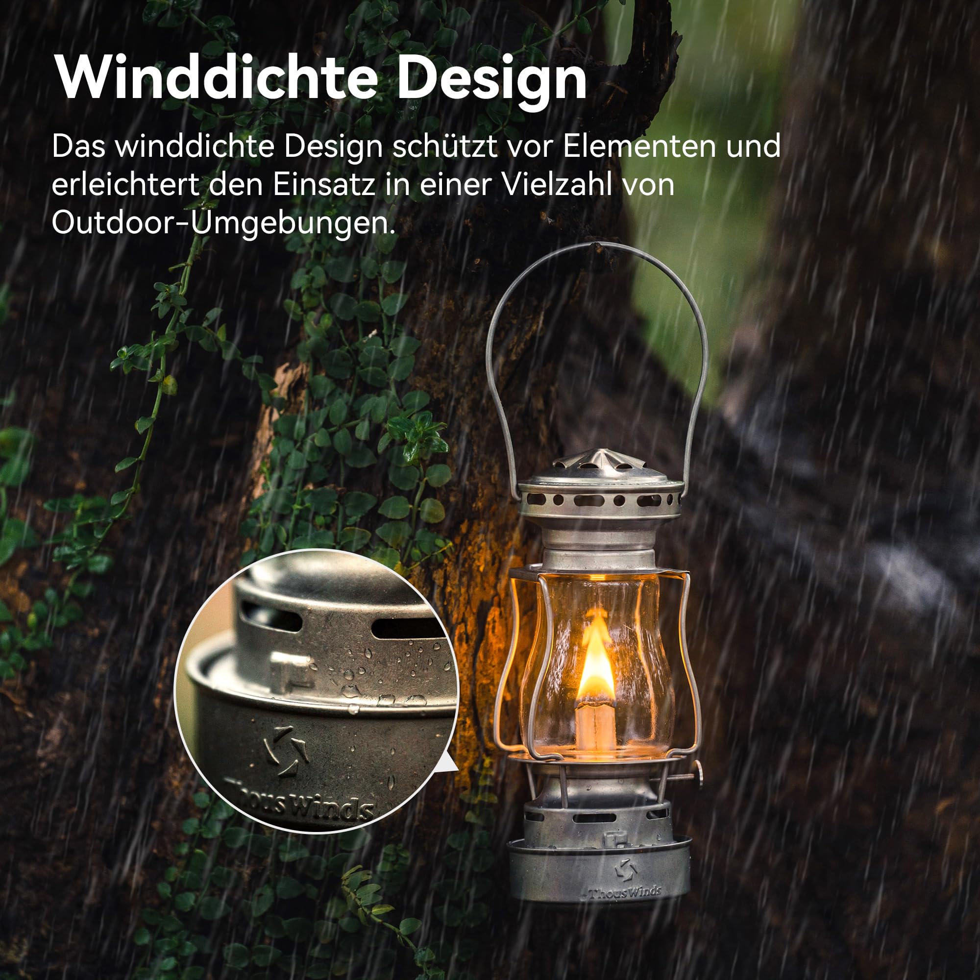 Thous Winds Petroleum Sturmlampe, Retro Petroleum Lampe Outdoor, “Dämmerung” Kerosin Laterne, Winddichte Sturmlaterne für Aktivitäten im Freien, Camping, Wandern, Picknick, Terrasse, Retro Silber