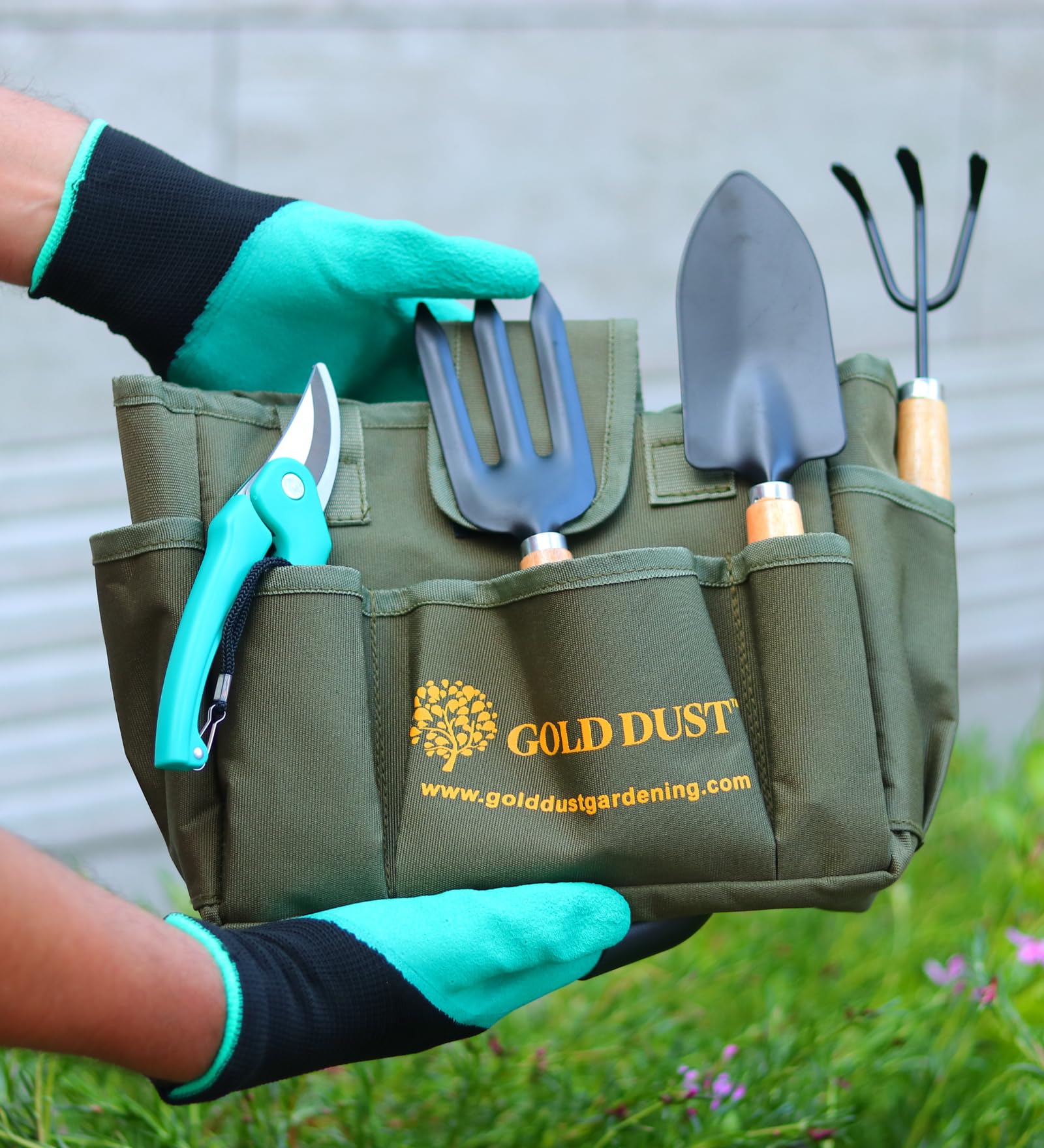 Gold DUST Gardening Tools Kit for Home Garden, (Tool Bag, Trowel, Hand Cultivator, Garden Fork, Pruner, Gardening Gloves, Neem Oil for Plant 200ml), Garden Tools for Home Gardening Set (B0D9HBKSTW) Amazon Price History, Amazon Price Tracker